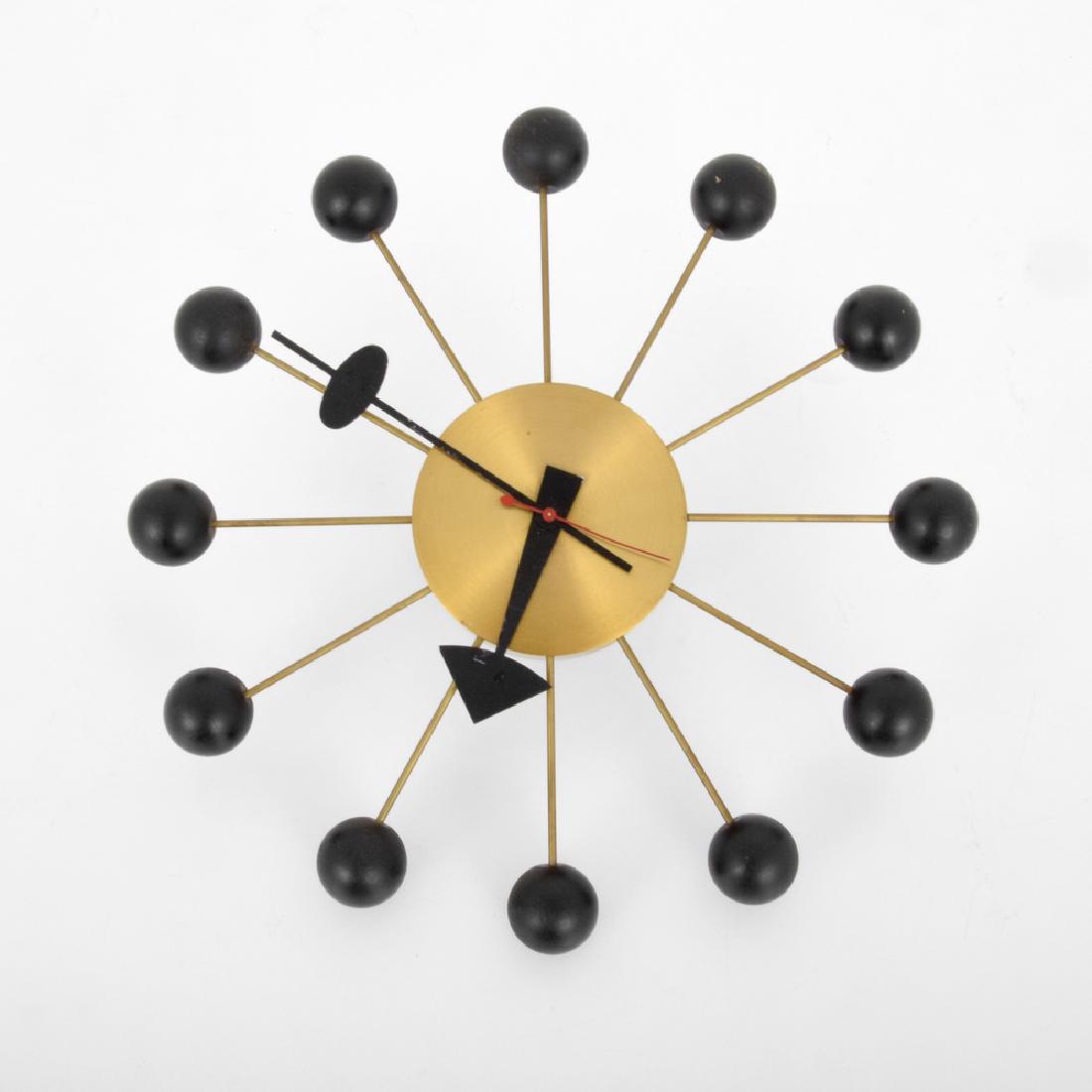 George Nelson Associates Inc. BALL Wall Clock: Designer (Artist), Manufacture: George Nelson Associates Inc.; Howard Miller Clock Company Markings: marking(s) Country of Origin, Materials: USA; enameled aluminum, lacquered wood, brass Additional I