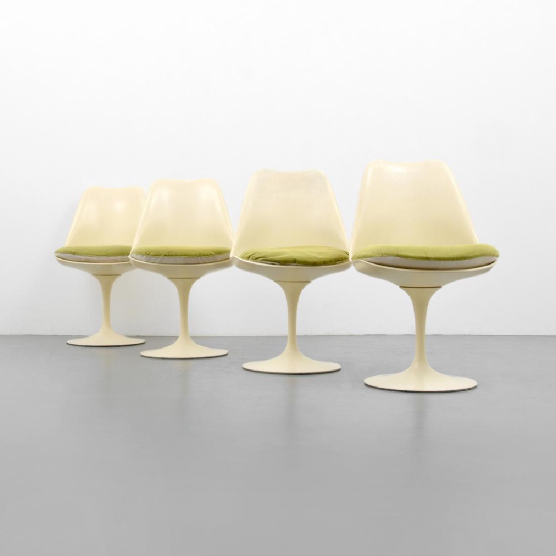 Eero Saarinen TULIP Chairs, Set of 4: Designer (Artist), Manufacture: Eero Saarinen; Knoll Markings: BR 51 Country of Origin, Materials: USA; aluminum, plastic, upholstery Additional Information: Chairs are known as the PEDESTAL SIDE CHAI