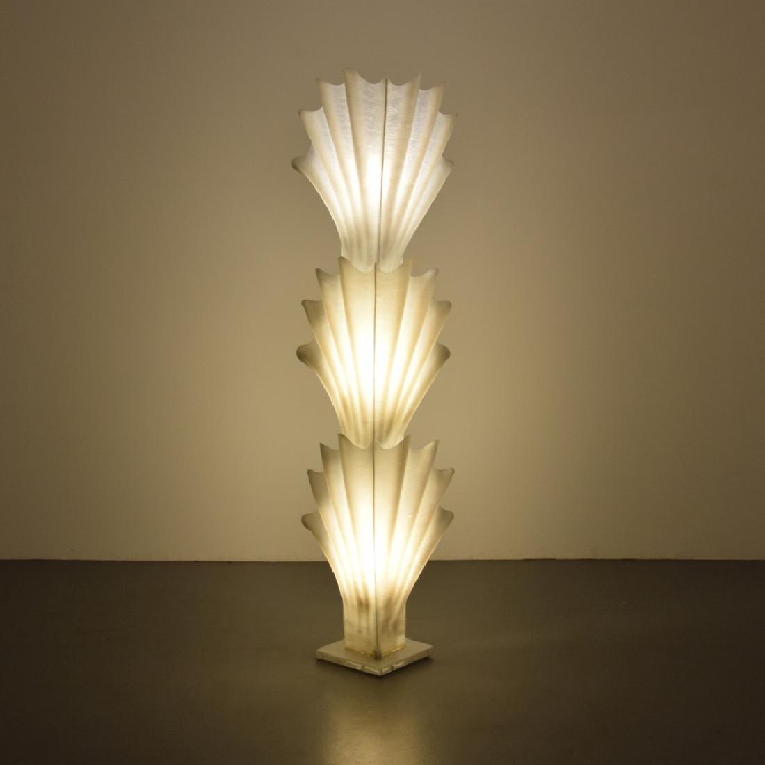 Large Rougier Shell Floor Lamp: Designer (Artist), Manufacture: Rougier Markings: no marking(s) apparent Country of Origin, Materials: Canada; plastic Additional Information: No additional information. Dimensions: 70"h, 18"w, 15"d