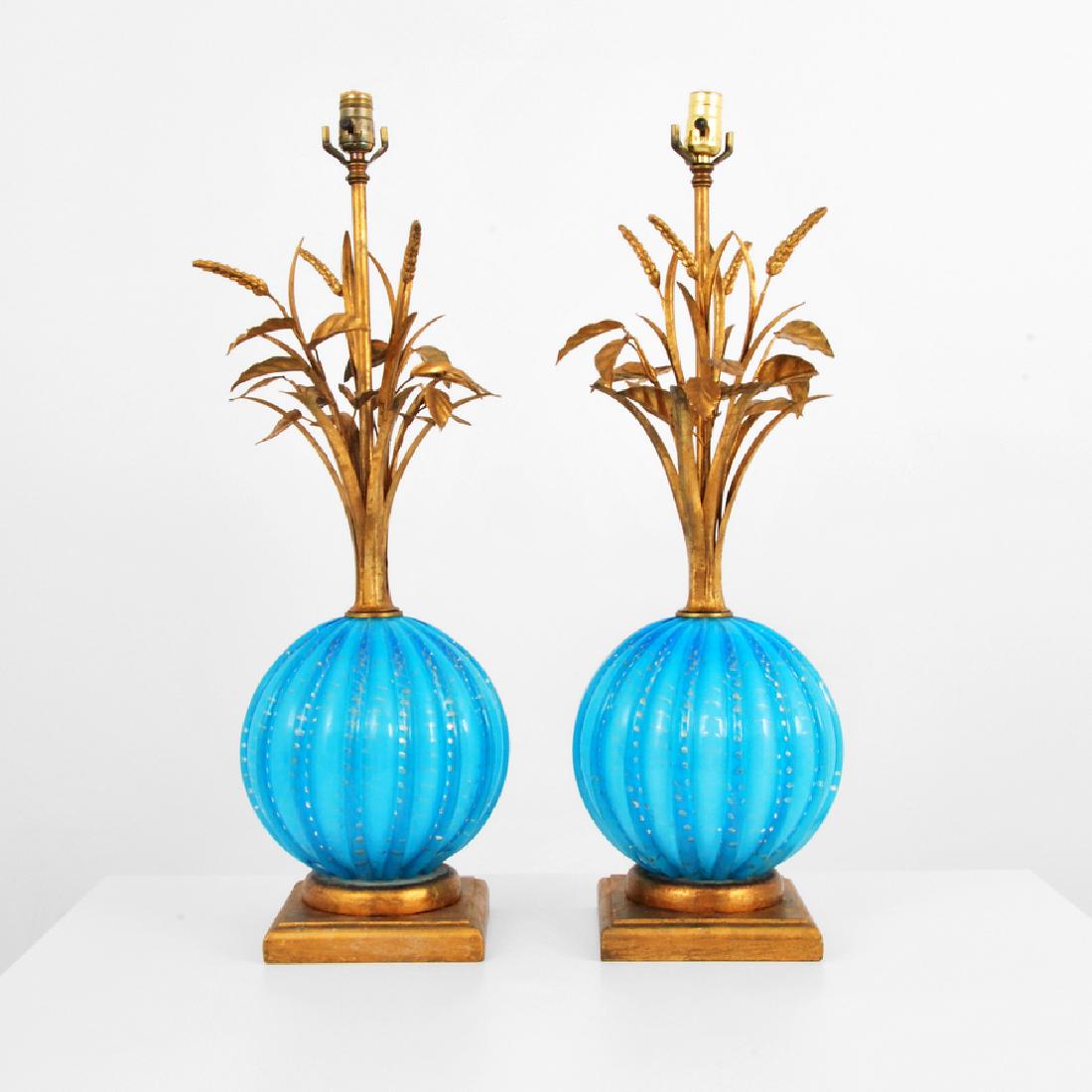 Pair of Murano Lamps Attributed to Barovier & Toso (1 of 4)