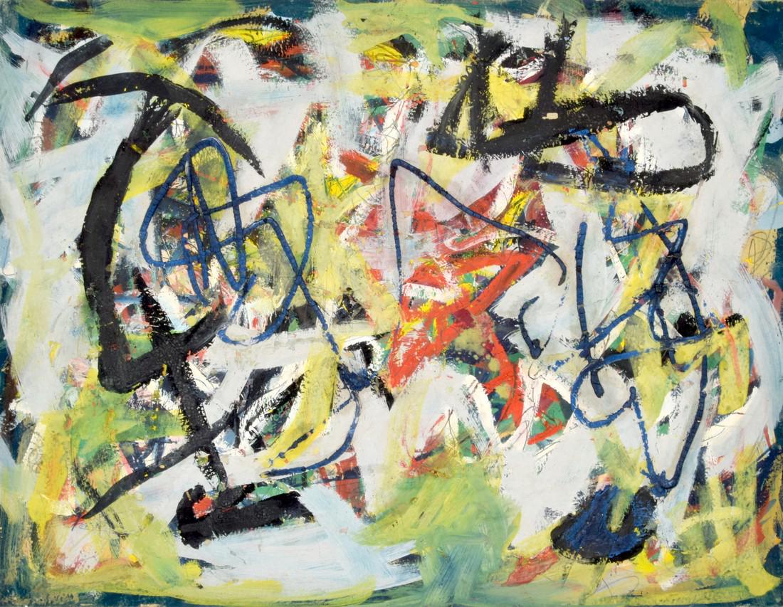 Bernard Schultze Mixed Media, Original Work: Designer & Manufacturer: Bernard Schultze (b. 1939) Markings: signed; handwritten notations; 1953 Country of Origin & Materials: German; paper Additional Information: Work is double-sided, with an add