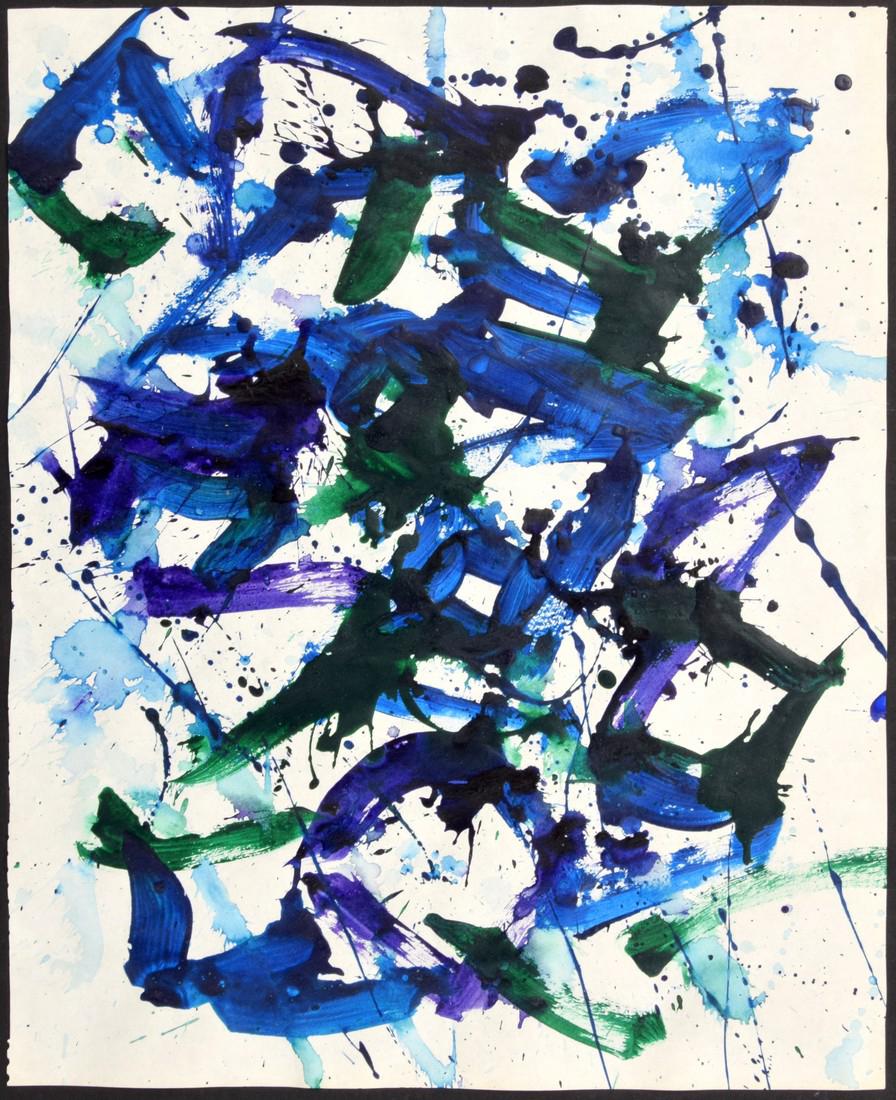 Sam Francis Painting, Original Work: Designer & Manufacturer: Sam Francis (1923-1994) Markings: signed; Sam Francis Estate stamp; additional markings Country of Origin & Materials: American; acrylic on paper Additional Information: Work