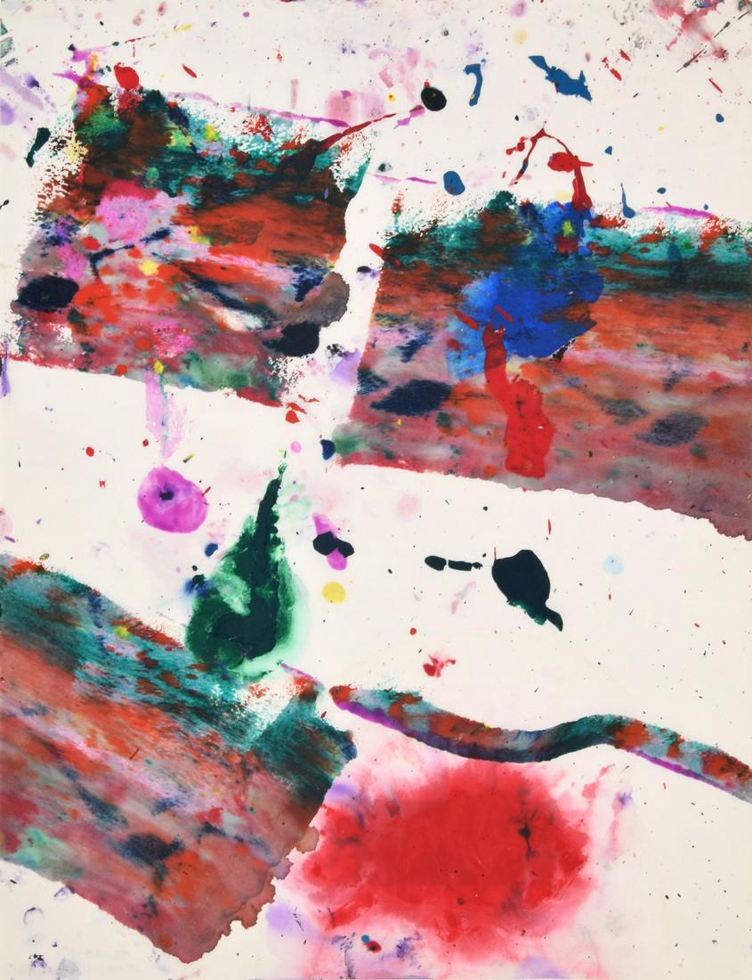 Sam Francis Painting, Original Work: Designer & Manufacturer: Sam Francis (1923-1994) Markings: signed; Sam Francis Estate stamp; additional markings Country of Origin & Materials: American; acrylic on paper Additional Information: Work