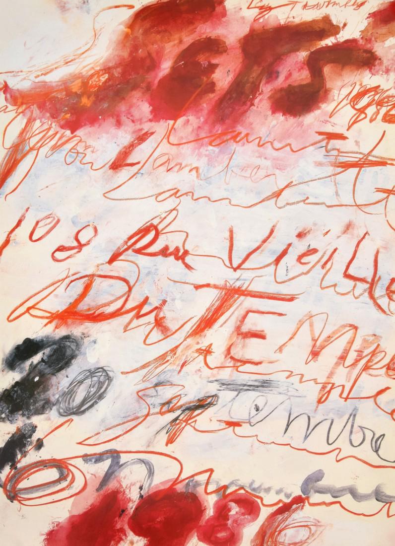 Cy Twombly Yvon Lambert Exhibition Poster: Designer & Manufacturer: Cy Twombly (1928-2011) Markings: no marking(s) apparent Country of Origin & Materials: American; paper Additional Information: Poster was designed for the artist's 1986 exhibi