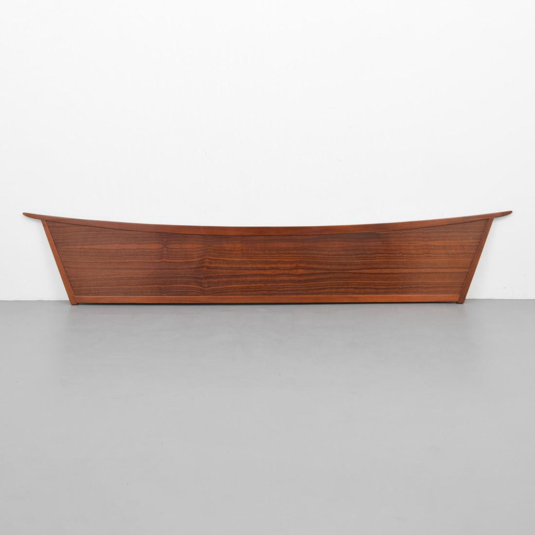 George Nakashima Headboard: Designer & Manufacturer: George Nakashima; Widdicomb Markings: no marking(s) apparent Country of Origin & Materials: USA; walnut Additional Information: Headboard is sized for a queen bed. Dimensions(