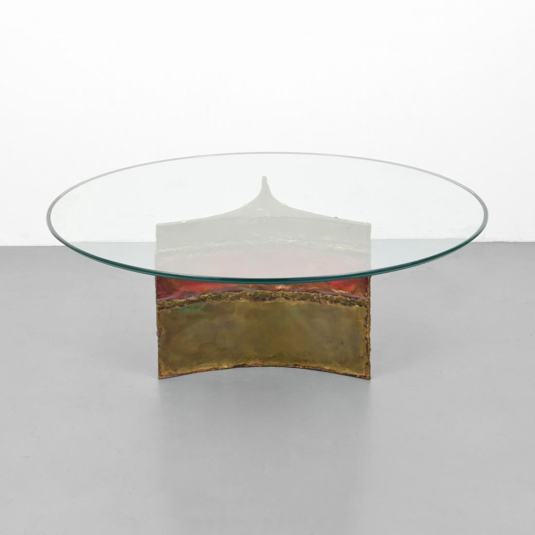 Silas Seandel Coffee Table: Designer & Manufacturer: Silas Seandel Markings: signed; 1974 Country of Origin & Materials: USA; mixed metals, glass Additional Information: Modern Art, Design & Luxury | Palm Beach Modern Auctions |