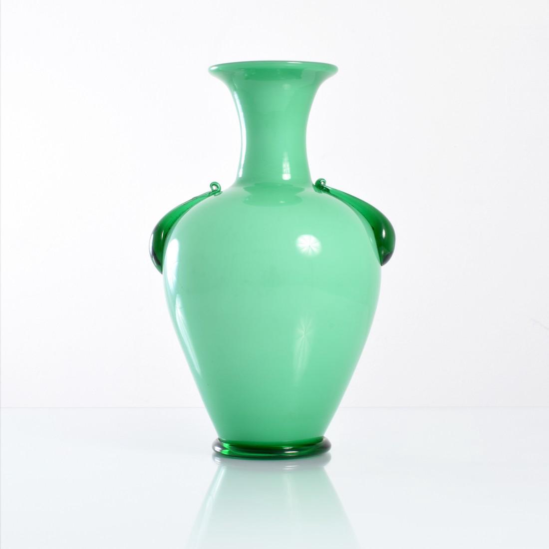 Large Cirillo Maschio INCAMICIATO Vase, Murano: Designer & Manufacturer: Giuseppe Chiacigh, attributed; Cirillo Maschio Markings: Made in Italy acid stamp Country of Origin & Materials: Italian; glass Additional Information: LATTIMO (milky glass) v