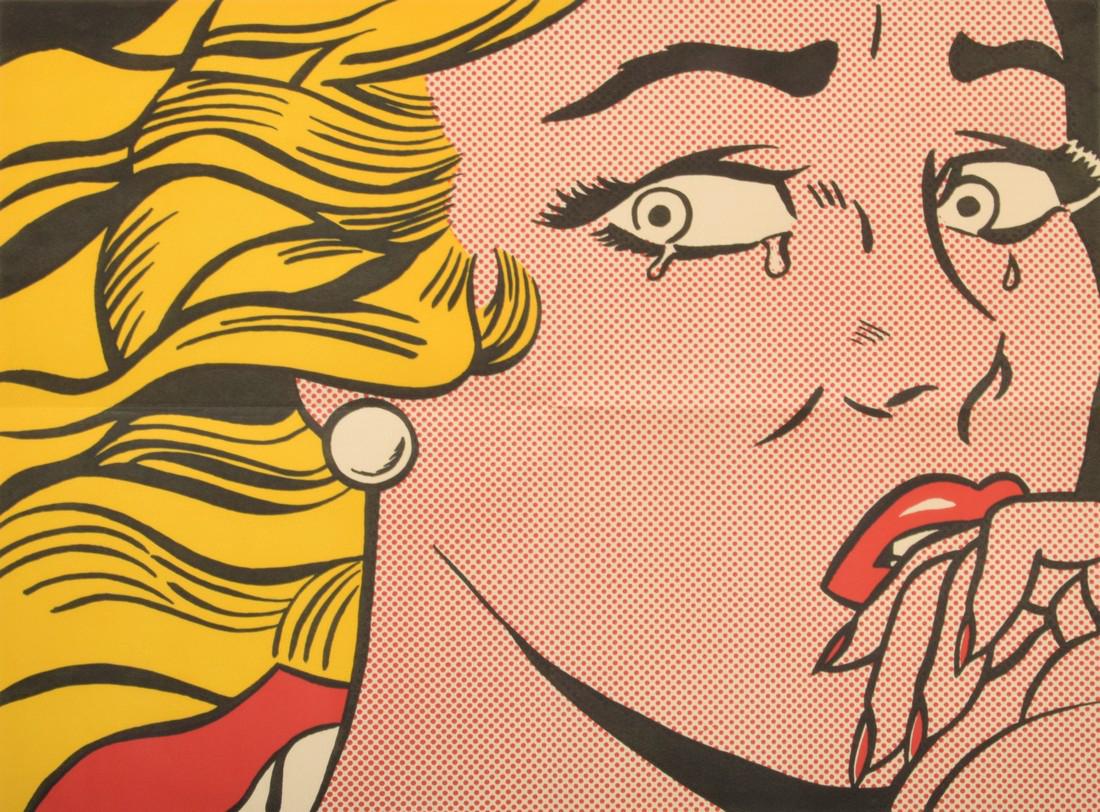 Roy Lichtenstein CRYING GIRL Mailer: Designer & Manufacturer: Roy Lichtenstein (1923-1997) Markings: Leo Castelli Gallery exhibit information; postmarked 9.26.1963 Country of Origin & Materials: American; paper Additional Information: Ma