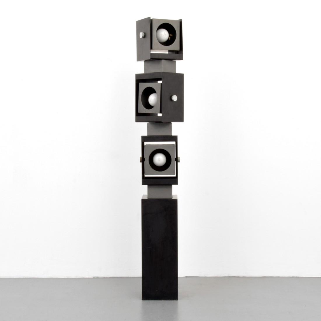 Irving Richards for Arteluce Swivel Floor Lamp: Designer & Manufacturer: Irving Richards; Arteluce Markings: "Made in Italy" stamp Country of Origin & Materials: Italy; enameled metal Additional Information: Floor lamp has three individual switch l