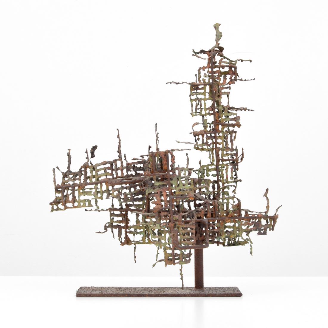 Marcello Fantoni Brutalist Abstract Sculpture: Designer (Artist) & Manufacturer: Marcello Fantoni (1915-2011); Raymor Markings: Raymor label Country of Origin & Materials: Italy; metal Additional Information: 20th Century Design Dimensions(H,W,D):