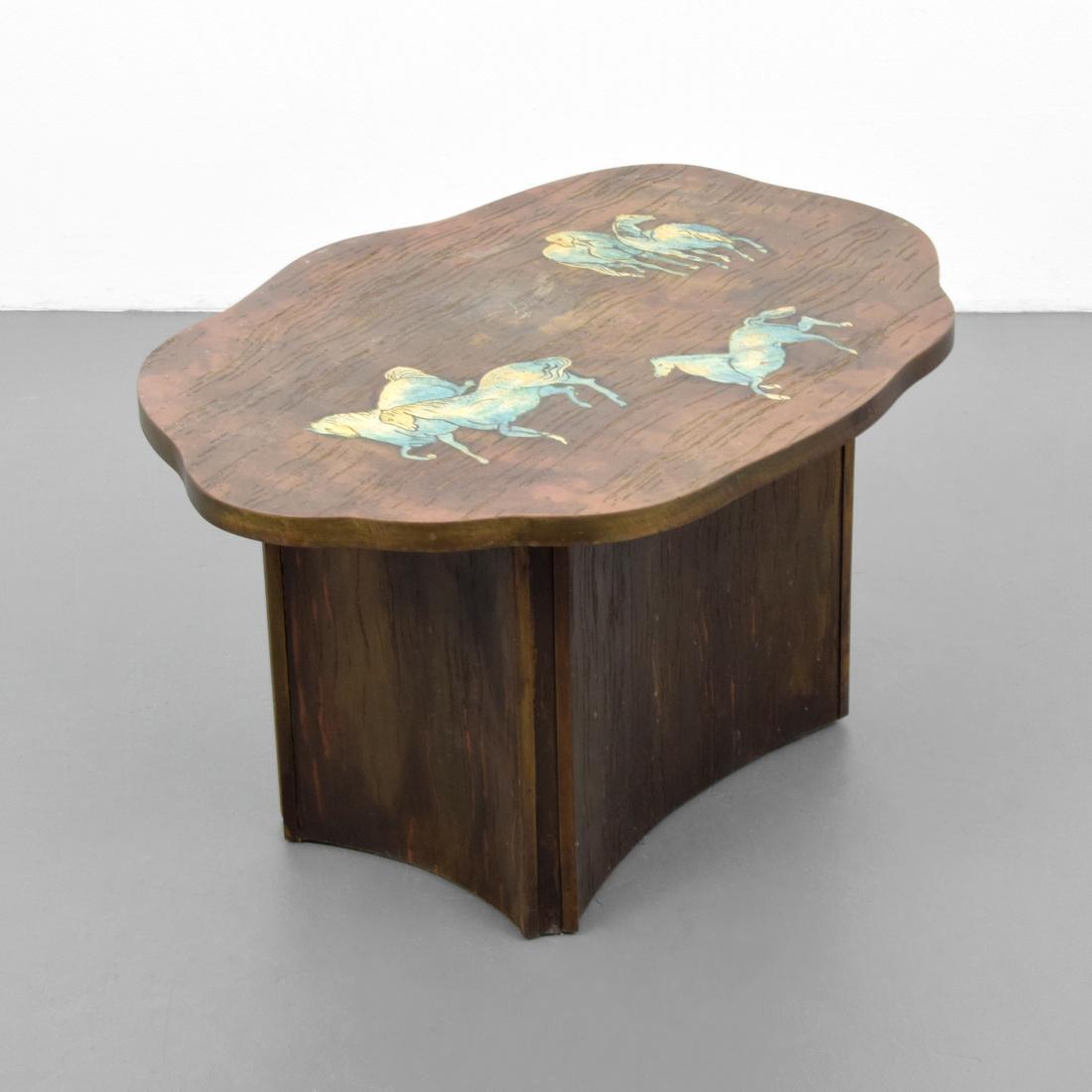 Rare Philip & Kelvin LaVerne Occasional Table: Designer (Artist) & Manufacturer: Philip LaVerne (American, 1908-1988), Kelvin LaVerne (American, b. 1936) Markings: Philip LaVerne Galleries Ltd. Label Country of Origin & Materials: USA; acid-etched