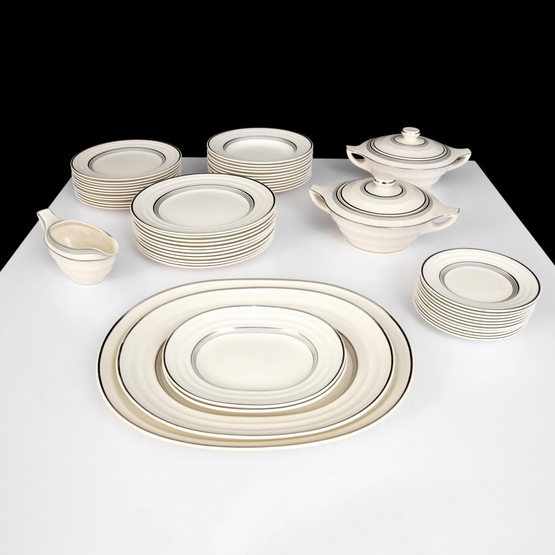 Keith Murray MOONSTONE Dinnerware Set, 51 Pieces: Designer (Artist) & Manufacturer: Keith Murray; Wedgwood Markings: Wedgwood, marking(s) Country of Origin & Materials: England; glazed ceramic Additional Information: Keith Murray MOONSTONE dinnerware