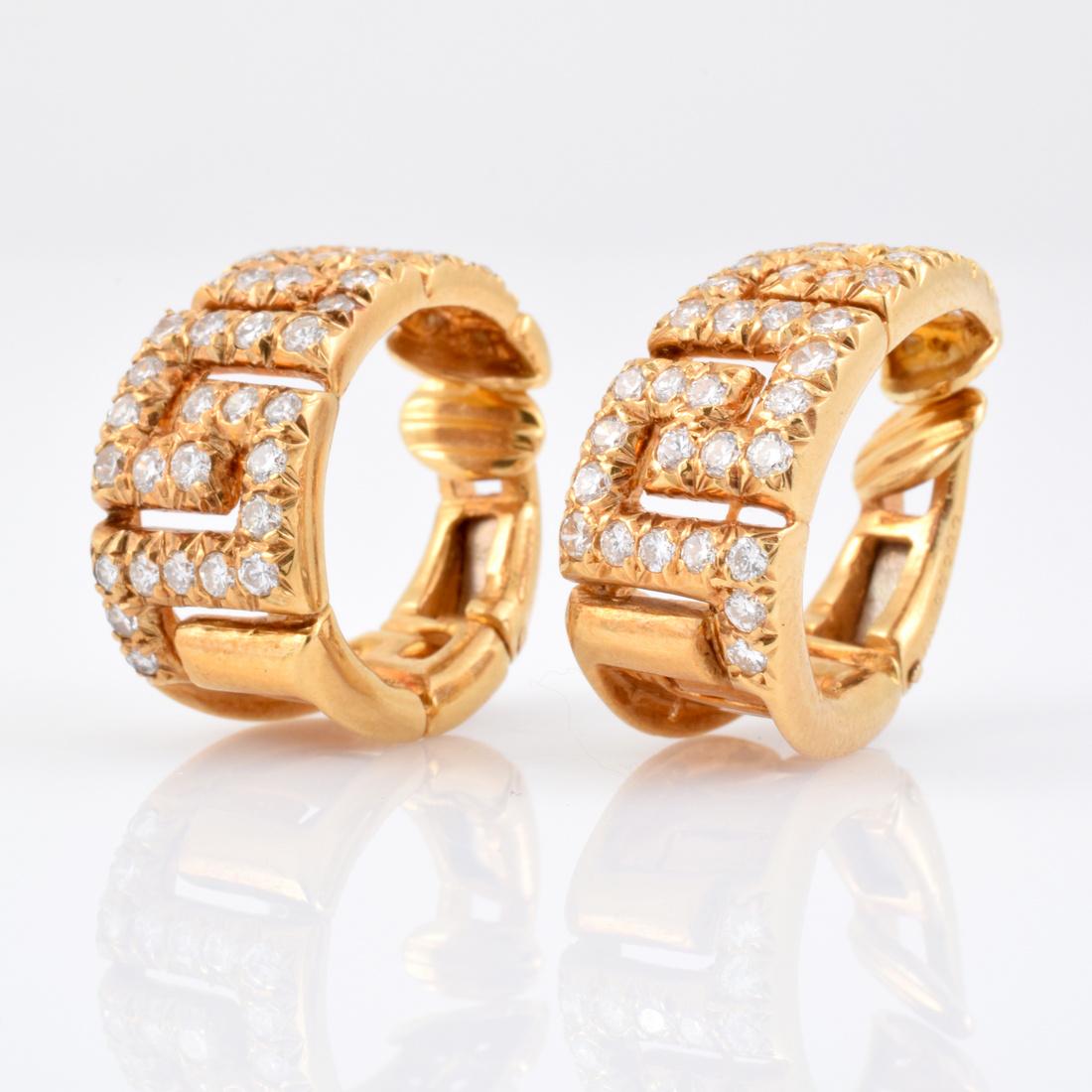 Van Cleef & Arpels 18K Gold & Diamond Earrings: Designer (Artist) & Manufacturer: Van Cleef & Arpels Markings: 18K imprint, VCA imprint, France imprint, 55983 imprint Country of Origin & Materials: France; 18K yellow gold, diamond Additional Inform