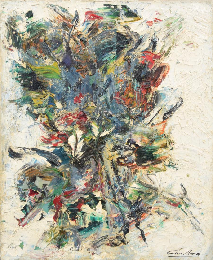 Norman Carton Painting, Original Work: Designer (Artist) & Manufacturer: Norman Carton (1908-1980) Markings: signed, marking(s) Country of Origin & Materials: American; oil on canvas Additional Information: Work is titled SPRING FRAGRANCE.