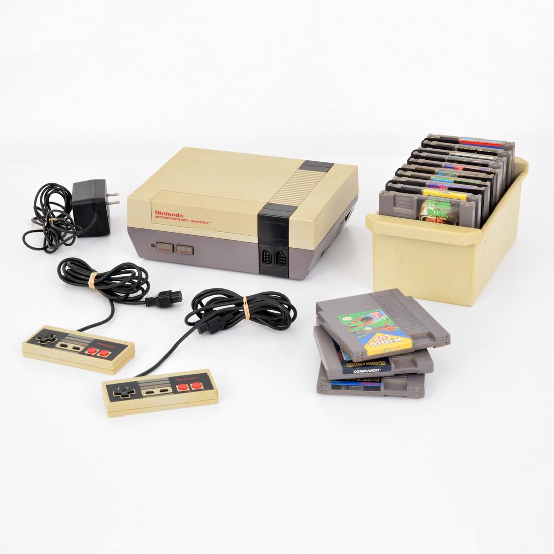 Nintendo Entertainment System, Games & Controllers: Designer (Artist) & Manufacturer: Nintendo of America, Inc. Markings: marking(s) Country of Origin & Materials: plastic, metal, rubber Additional Information: Lot is comprised of Nintendo Entertainmen