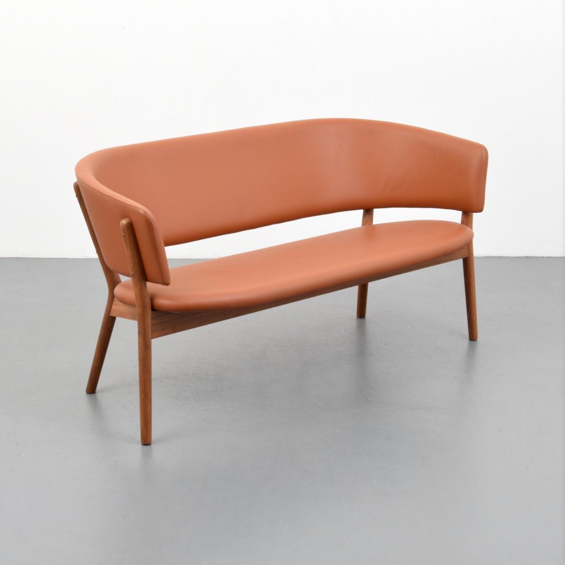 Nanna & Jorgen Ditzel Leather Sofa: Designer (Artist) & Manufacturer: Nanna & Jorgen Ditzel; Snedkergaarden Markings: Snedkergaarden mark Country of Origin & Materials: Denmark; leather, walnut Additional Information: Sofa is model ND82
