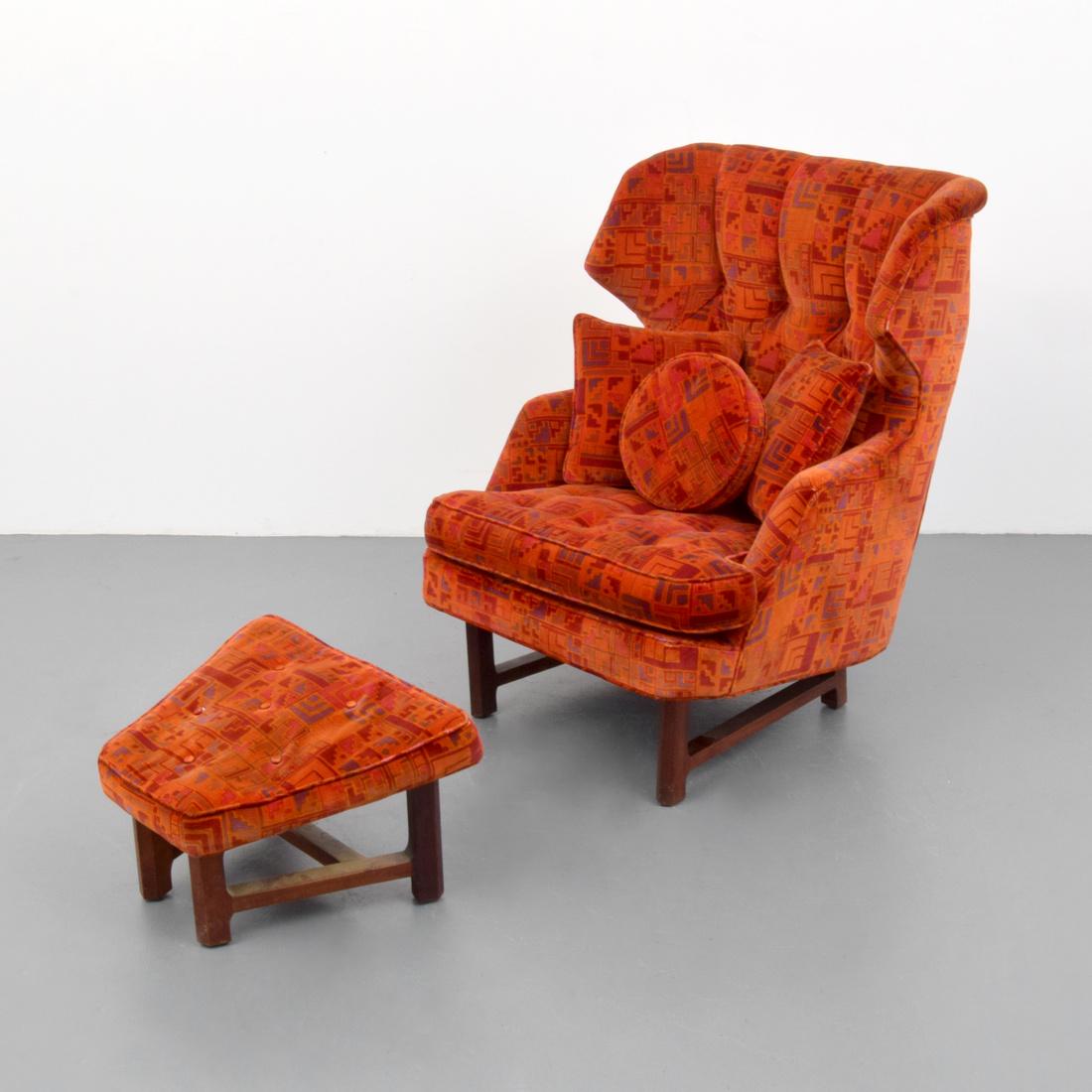 Edward Wormley Lounge Chair & Ottoman: Designer (Artist) & Manufacturer: Edward Wormley; Dunbar Markings: no marking(s) apparent Country of Origin & Materials: USA; wood, upholstery Additional Information: Chair and ottoman are model 5761.