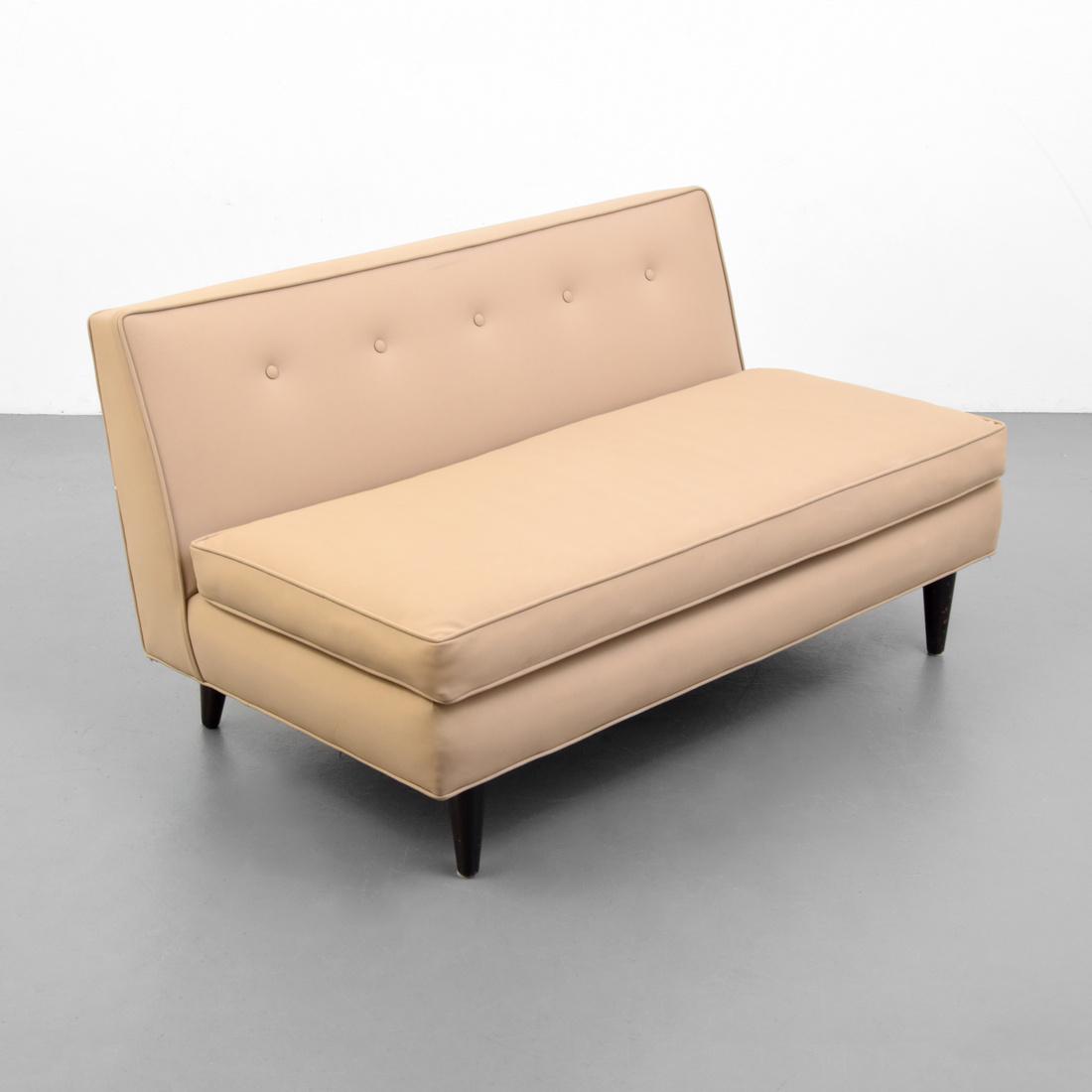 Edward Wormley Loveseat/Sofa: Designer (Artist) & Manufacturer: Edward Wormley; Dunbar Markings: no marking(s) apparent Country of Origin & Materials: USA; wood, upholstery Additional Information: Sofa is model 5143. Reference: Du