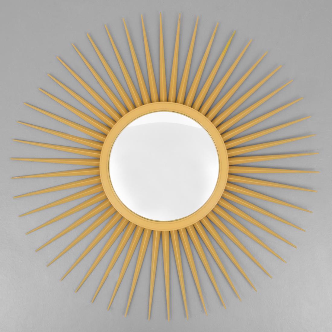 Large Parish-Hadley SUNBURST Mirror: Designer (Artist) & Manufacturer: Parish-Hadley; Baker Furniture Markings: Baker Furniture plaque Country of Origin & Materials: USA; convex mirror, wood Additional Information: 20th Century Design Di