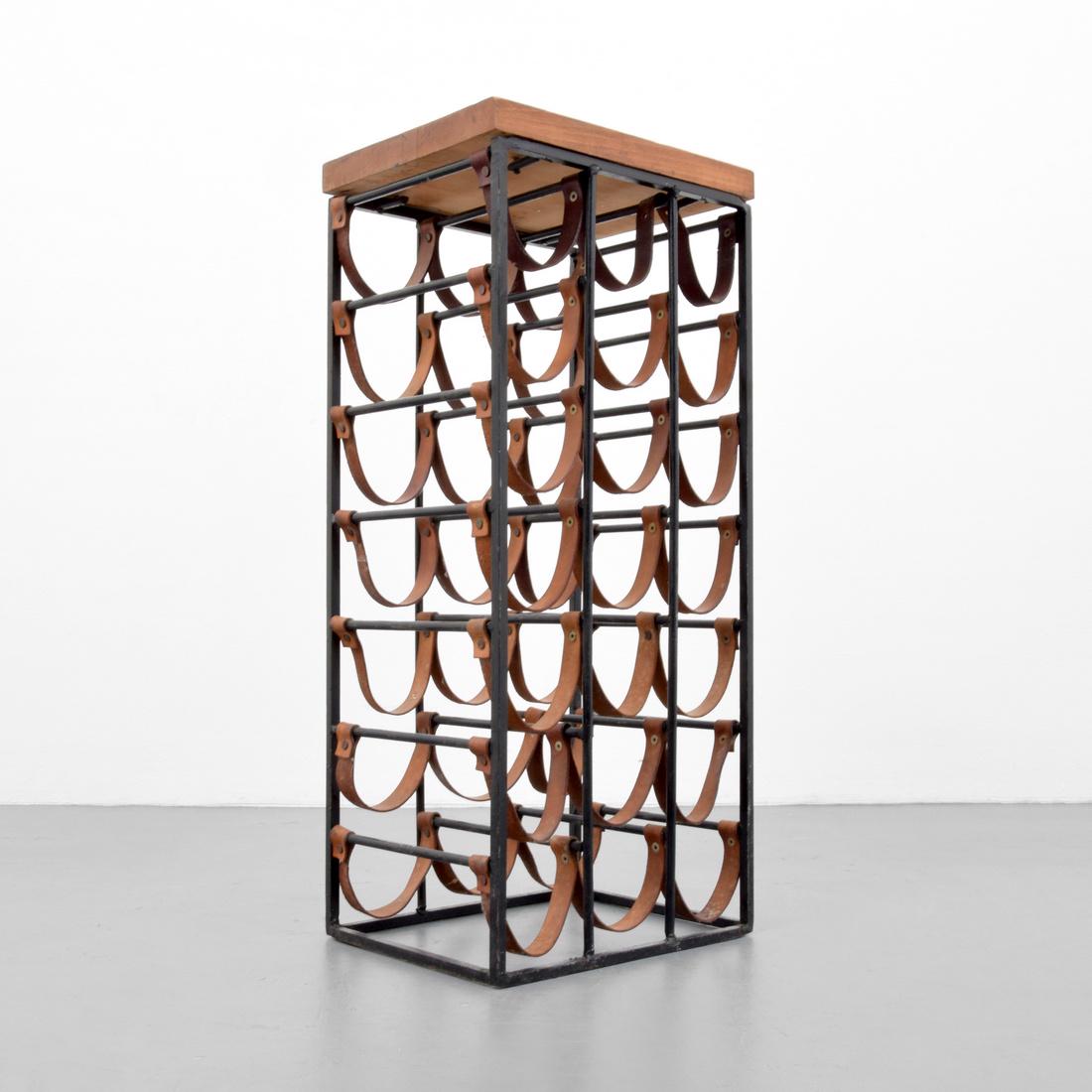 Arthur Umanoff Wine Rack: Designer (Artist) & Manufacturer: Arthur Umanoff; Raymor Markings: no marking(s) apparent Country of Origin & Materials: USA; iron, wood, leather Additional Information: 20th Century Design Dimensions