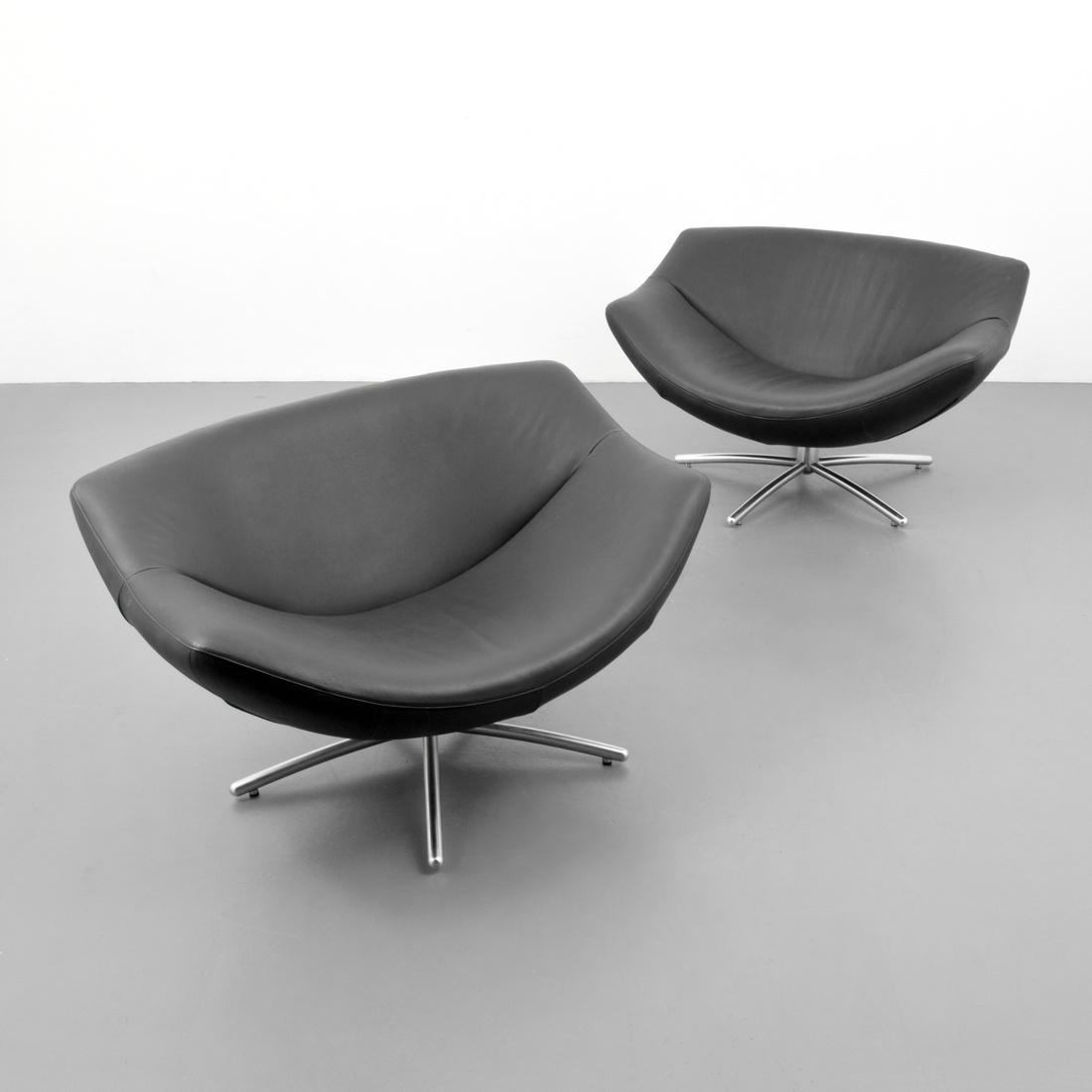 Gerard Van Den Berg GIGI Leather Lounge Chairs: Designer (Artist) & Manufacturer: Gerard van den Berg; Label Markings: Label label Country of Origin & Materials: Netherlands; metal, leather Additional Information: 20th Century Design Dimensions(H,W