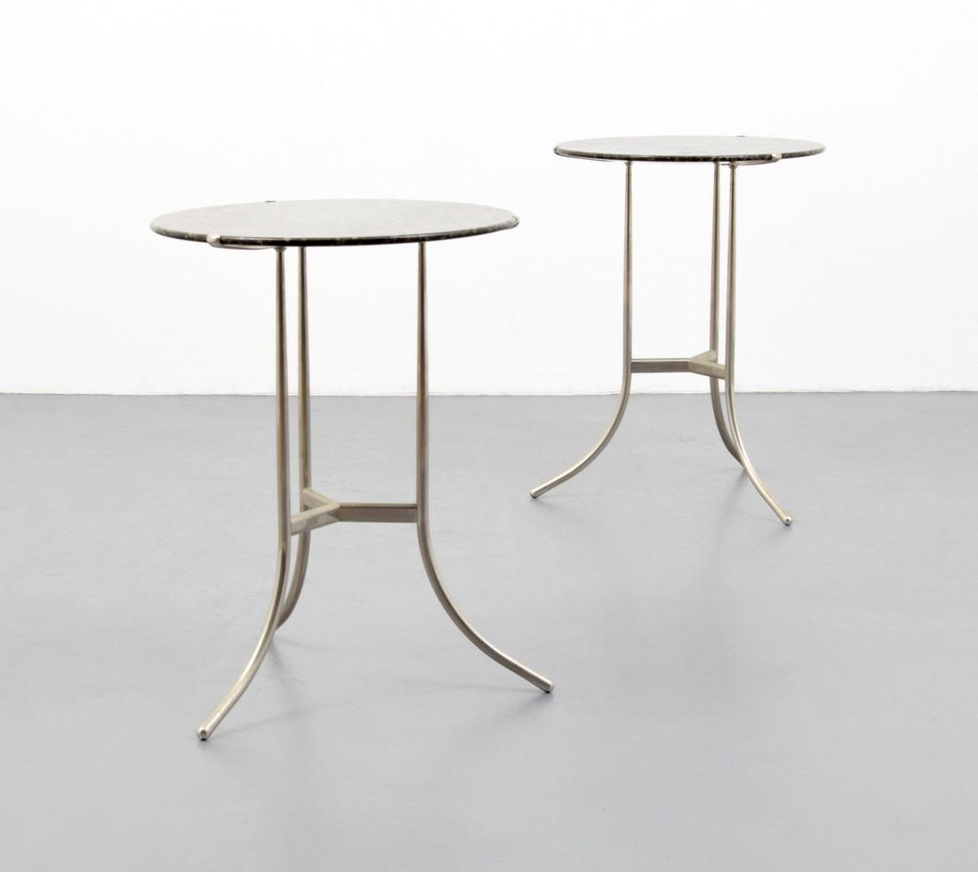 Pair of Cedric Hartman Occasional Tables: Designer (Artist) & Manufacturer: Cedric Hartman; Cedric Harman, Inc. Markings: signed, marking(s) Country of Origin & Materials: USA; marble, chromed metal Additional Information: Provenance: from a 