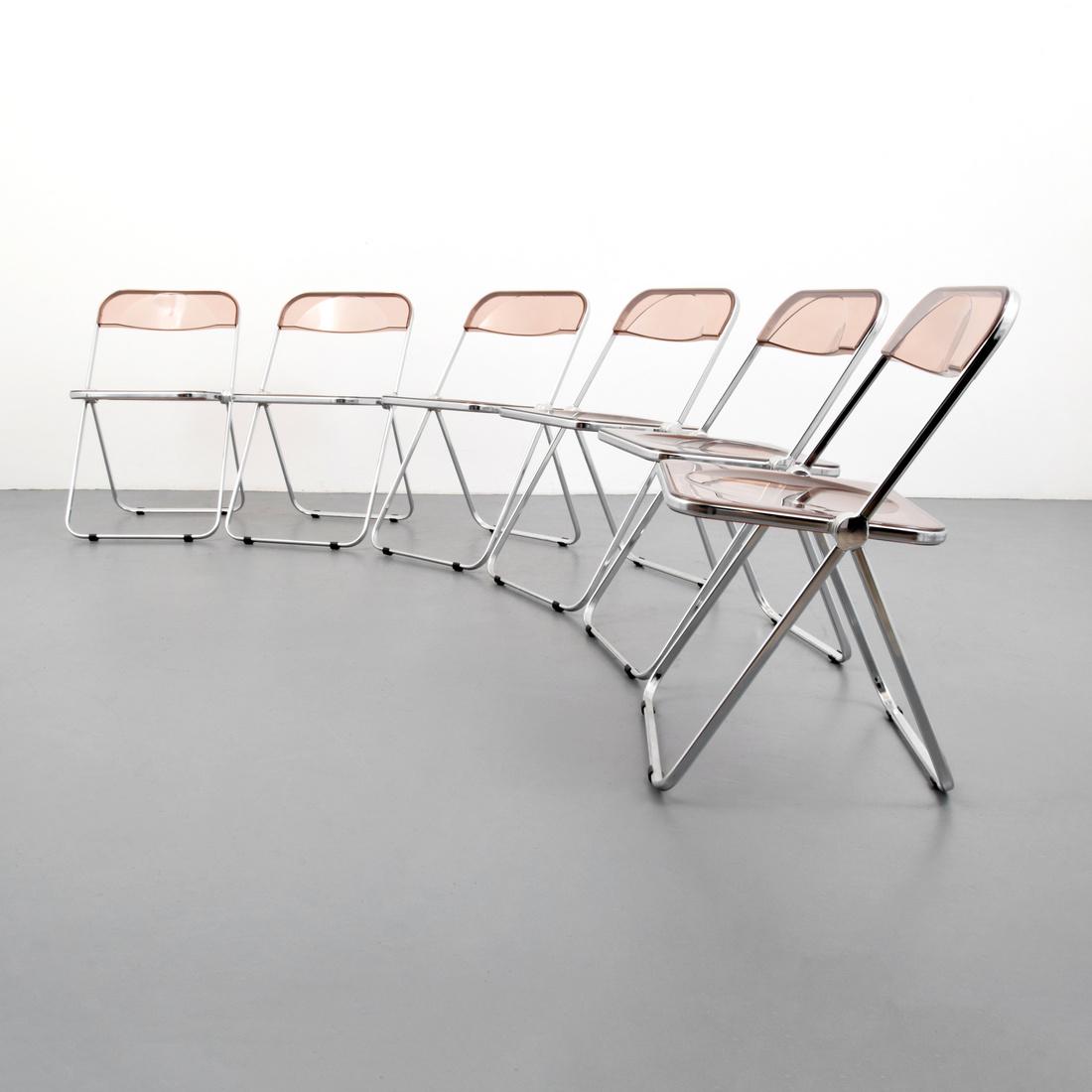 Giancarlo Piretti PLIA Folding Chairs, Set of 6: Designer (Artist) & Manufacturer: Giancarlo Piretti; Castelli Markings: Plia/Castelli imprint Country of Origin & Materials: Italy; acrylic, chromed metal Additional Information: Reference: Design Now