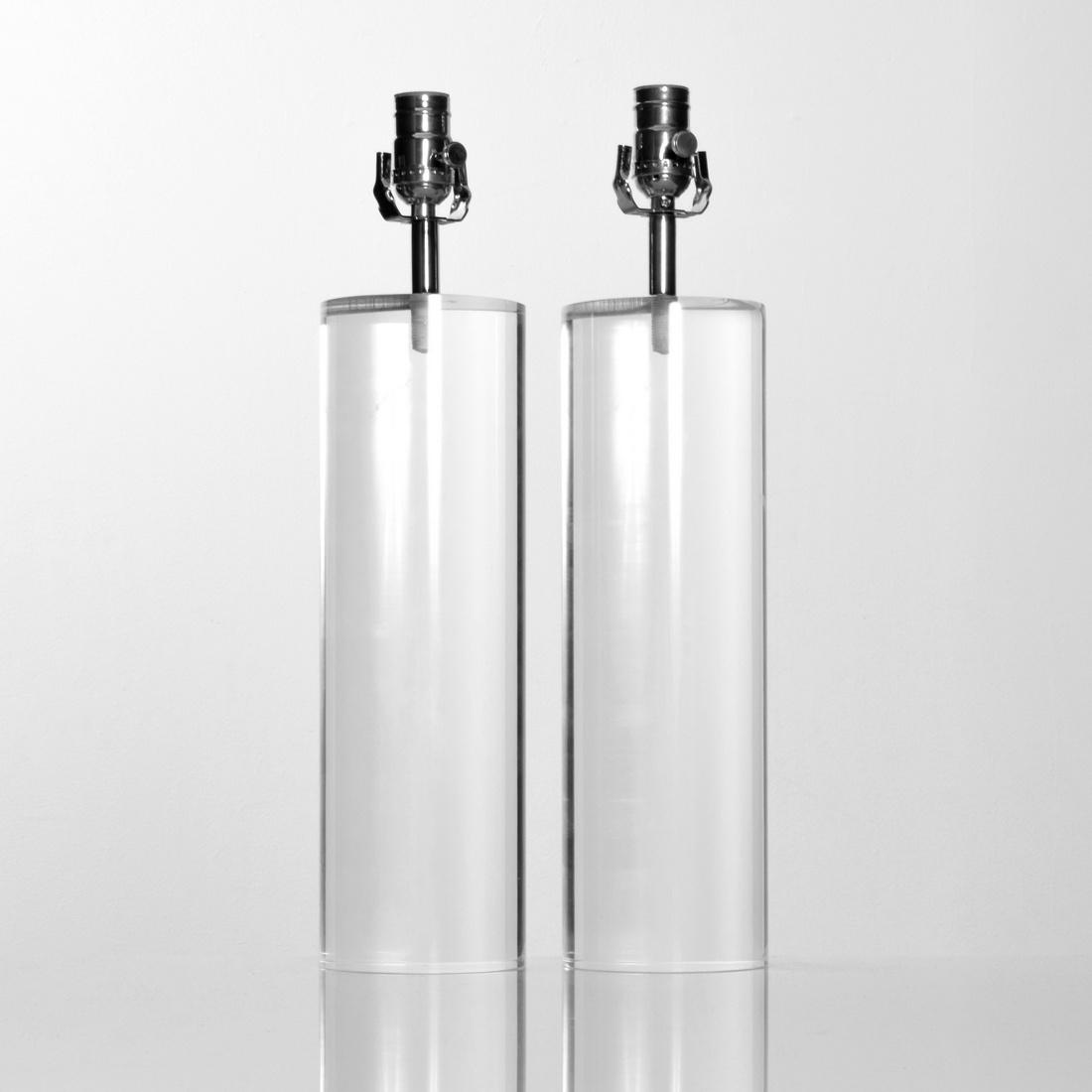 Pair of Lamps, Manner of Karl Springer: Designer (Artist) & Manufacturer: Karl Springer, manner of Markings: no marking(s) apparent Country of Origin & Materials: unknown; Lucite, chromed metal Additional Information: 20th Century Design Di