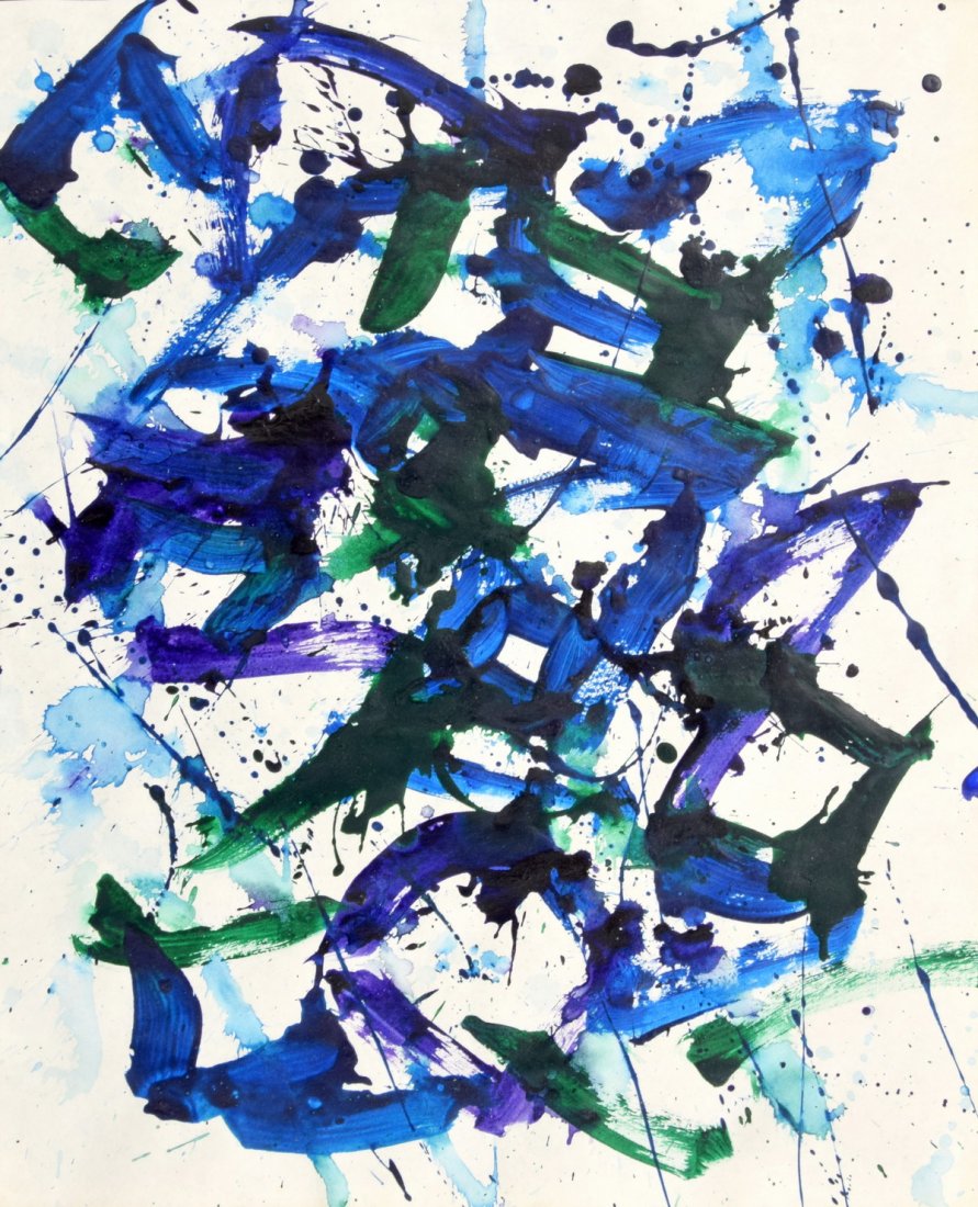 Sam Francis Painting: Designer/Artist & Manufacturer: Sam Francis (1923-1994) Markings: signed, Sam Francis Estate stamp, marking(s) Country of Origin & Materials: American; acrylic on paper Additional Information: Work is