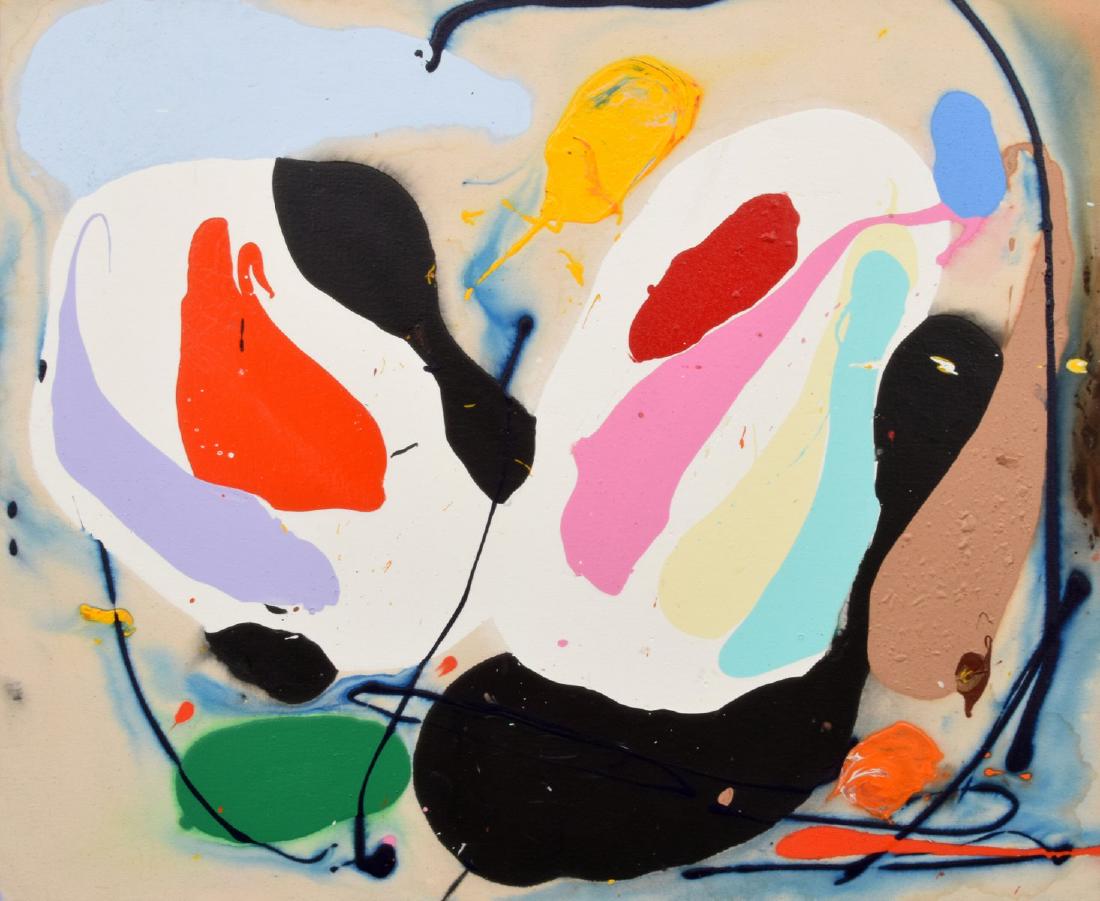 Large John Seery Abstract Painting: Designer/Artist & Manufacturer: John Seery (b. 1941) Markings: signed; 1981 Country of Origin & Materials: American; acrylic on canvas Additional Information: Work is titled ENGAGE. Gallery label to r