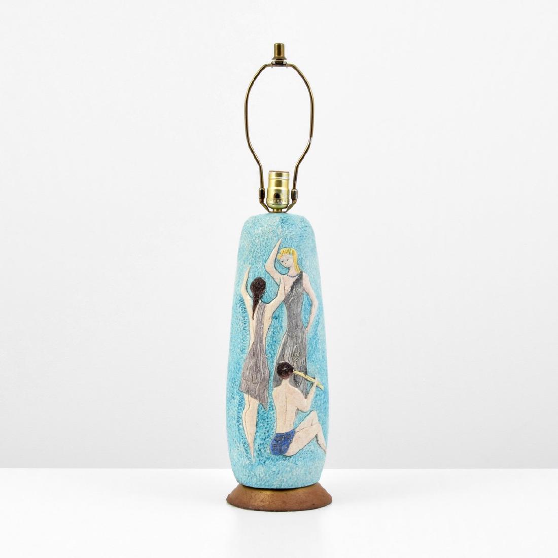 Large Marcello Fantoni Table Lamp: Designer/Artist & Manufacturer: Marcello Fantoni (Italian, 1915-2011); Raymor Markings: signed, marking(s) Country of Origin & Materials: Italy; glazed stoneware, metal Additional Information: 20th Ce