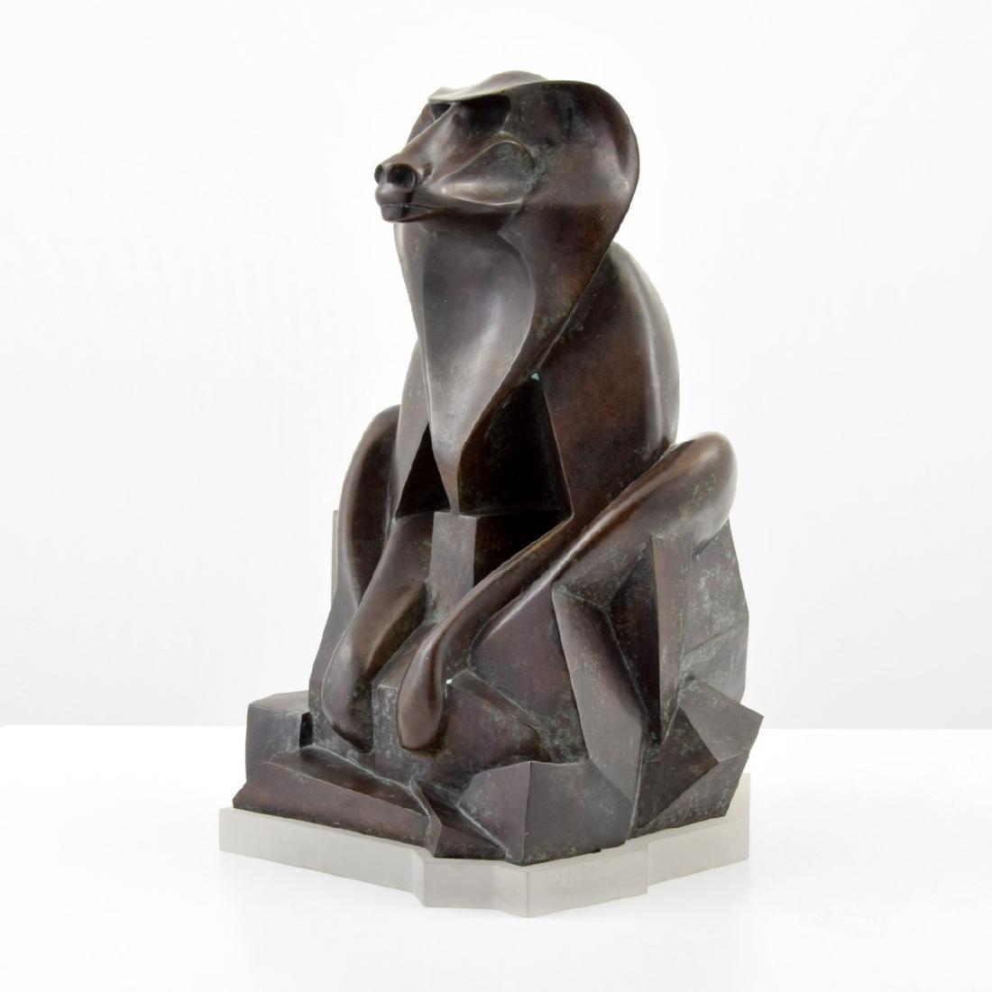 Large Roberto Estevez Bronze Sculpture: Designer/Artist & Manufacturer: Roberto Estevez (20th Century); sold through Karl Springer Ltd. Markings: signed, marking(s); ed. 4/6; 1983 Country of Origin & Materials: Argentinian; bronze, acrylic