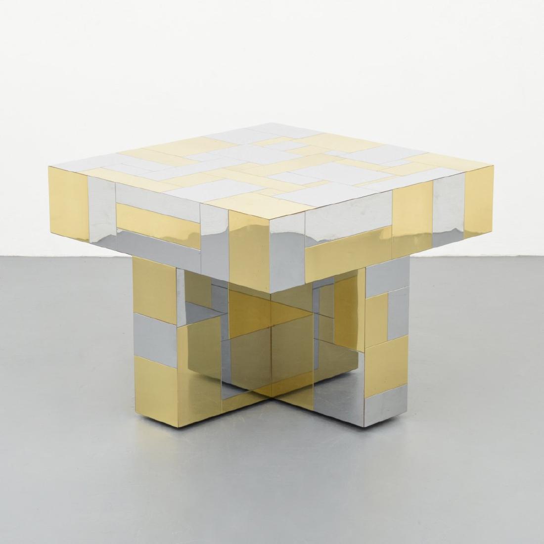 Paul Evans CITYSCAPE Occasional Table: Designer/Artist & Manufacturer: Paul Evans; Paul Evans Studio for Directional Markings: no marking(s) apparent Country of Origin & Materials: USA; chrome-plated steel, brass Additional Information: 