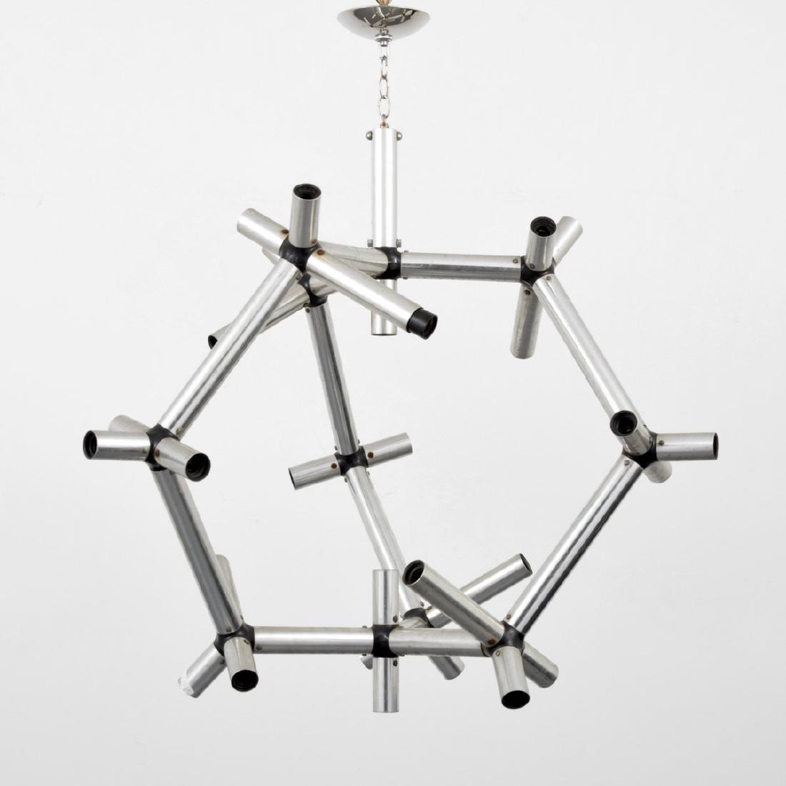 Large Robert Haussman LITCHTSTRUKTUR Chandelier: Designer/Artist & Manufacturer: Robert Haussmann; Swiss Lamp International Markings: no marking(s) apparent Country of Origin & Materials: Switzerland; aluminum, metal, plastic Additional Information: