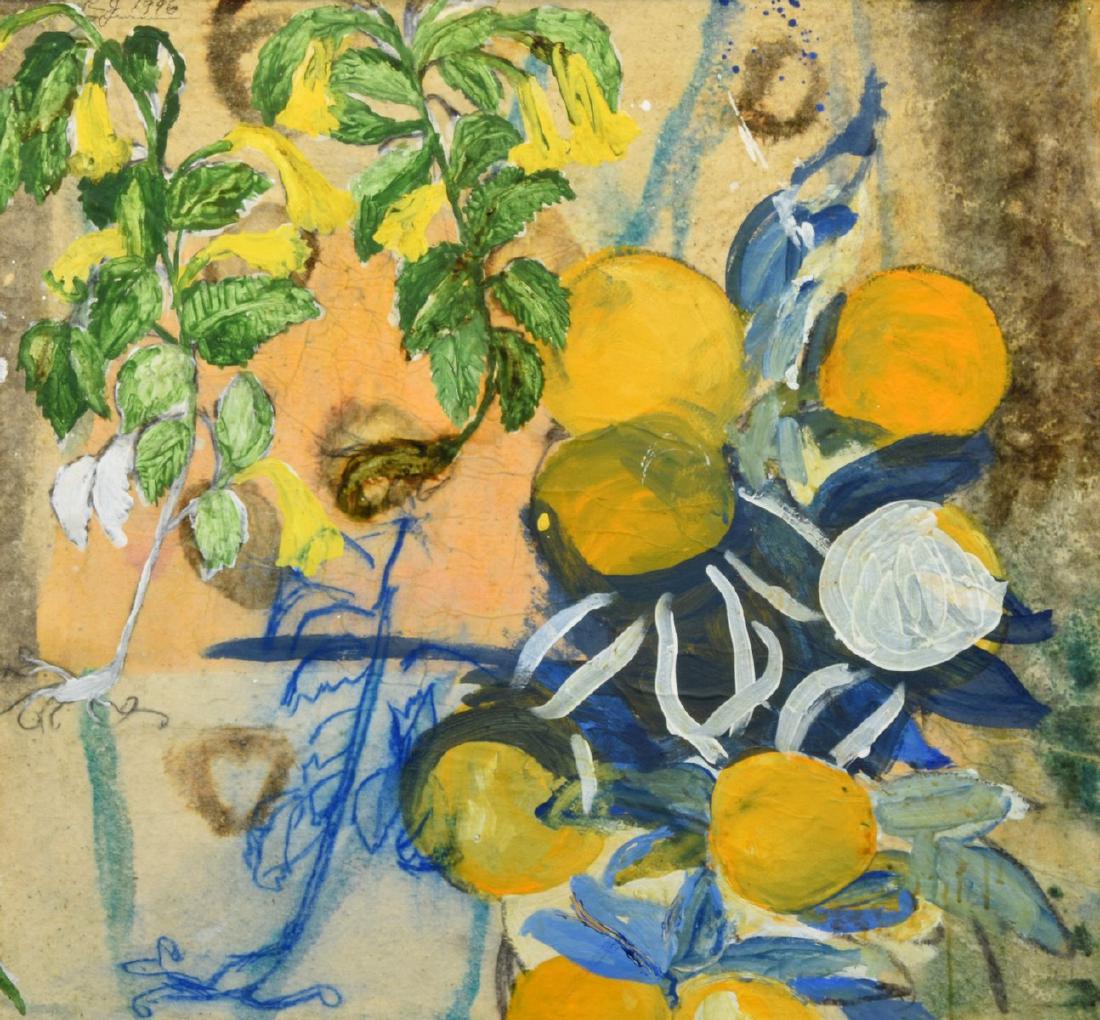 Roberto Juarez Mixed Media Painting: Designer/Artist & Manufacturer: Roberto Juarez (b. 1952) Markings: signed, marking(s); 1996 Country of Origin & Materials: American; mixed media on canvas Additional Information: Work is titled FOREIG