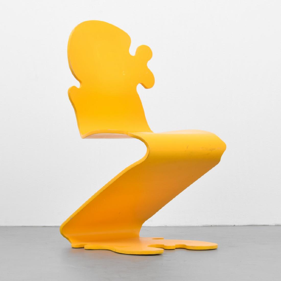 Verner Panton PANTONIC Chair: Designer/Artist & Manufacturer: Verner Panton; Studio Hag Markings: no marking(s) apparent Country of Origin & Materials: Denmark; wood Additional Information: Chair is model 5010. This lot is from th