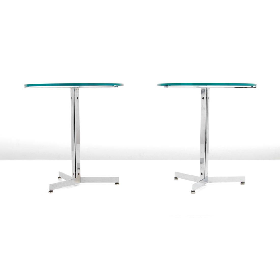 Pair of Hans Eichenberger ALPHA Side/End Tables: Designer/Artist & Manufacturer: Hans Eichenberger; Strassle Markings: no marking(s) apparent Country of Origin & Materials: Switzerland; chromed metal, glass Additional Information: Property of the Mo
