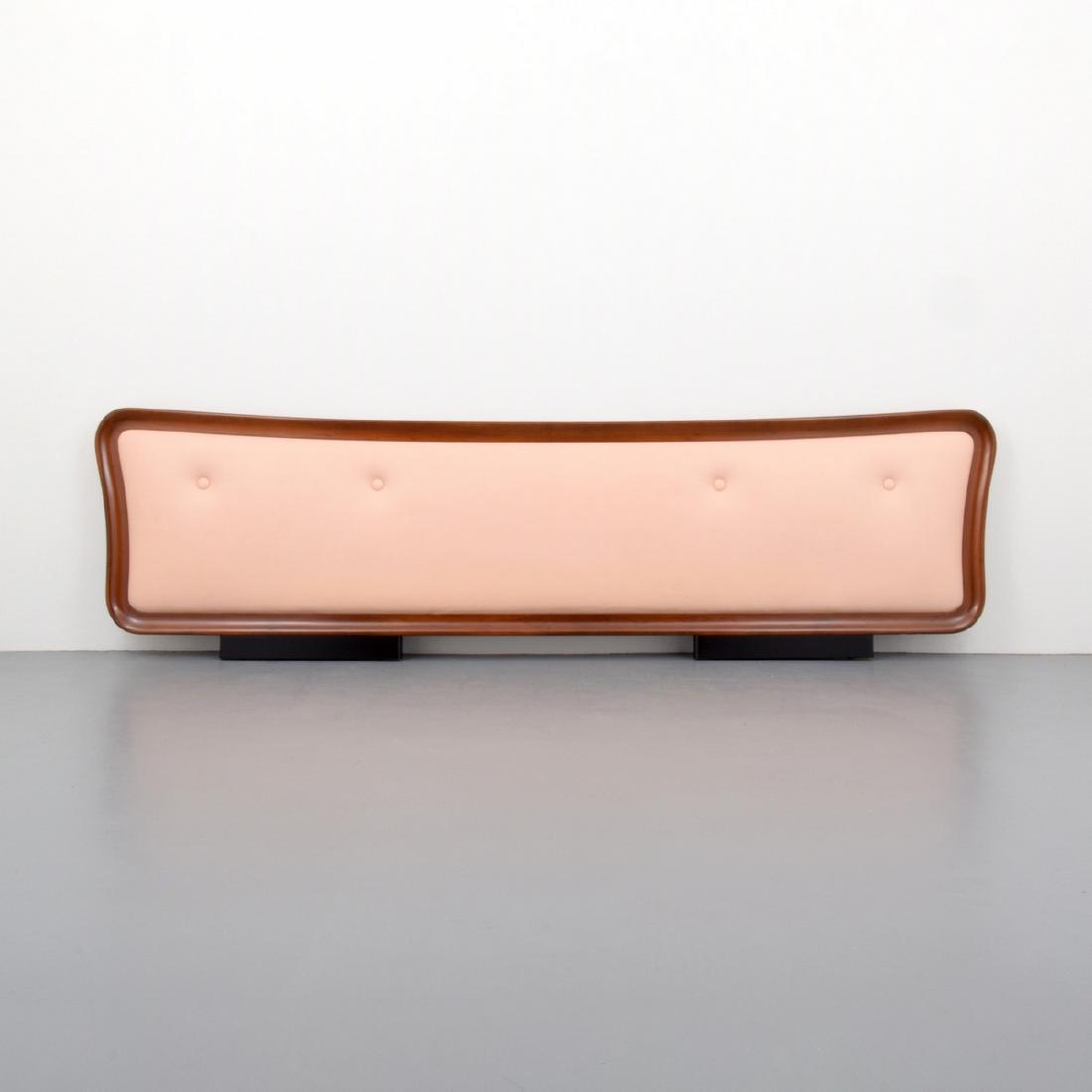 Rare & Early Vladimir Kagan Headboard: Designer/Artist & Manufacturer: Vladimir Kagan; Kagan-Dreyfus, Inc. Markings: no marking(s) apparent Country of Origin & Materials: USA; cherry, upholstery Additional Information: Rare and early headb