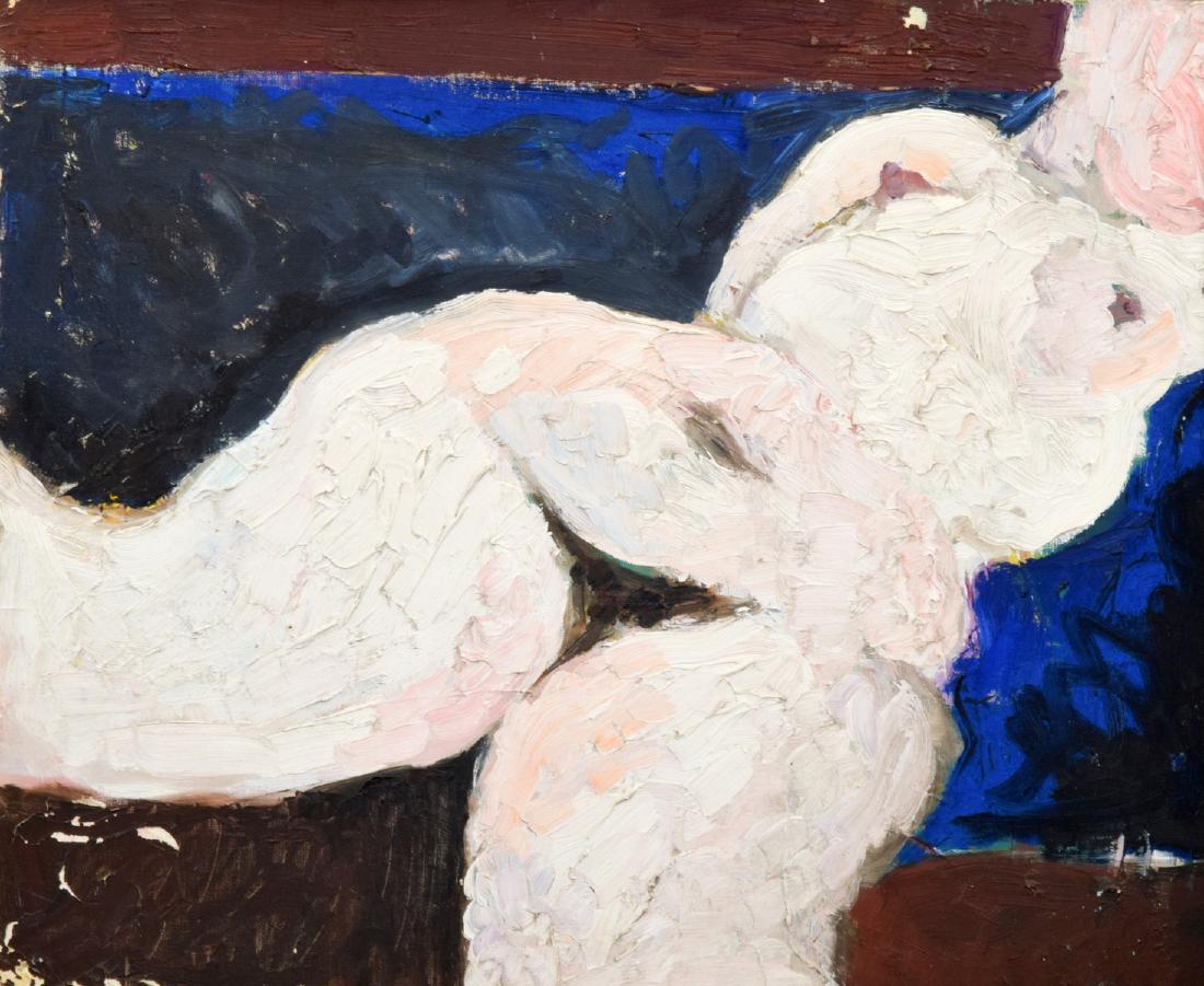 Dan Basen Nude Painting: Designer/Artist & Manufacturer: Dan Basen (1939-1970)Â Markings: no marking(s) apparent Country of Origin & Materials: American; board Additional Information: Provenance: Artist | Private Collectio