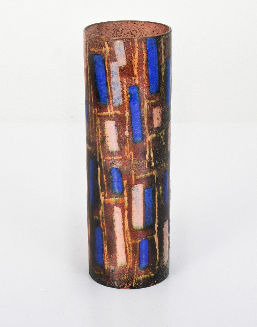 Enameled Copper Vase, Manner of Gio Ponti: Designer/Artist & Manufacturer: Gio Ponti & Paolo De Poli, manner of Markings: no marking(s) apparent Country of Origin & Materials: unknown; enamel on copper Additional Information: 20th Century Desi