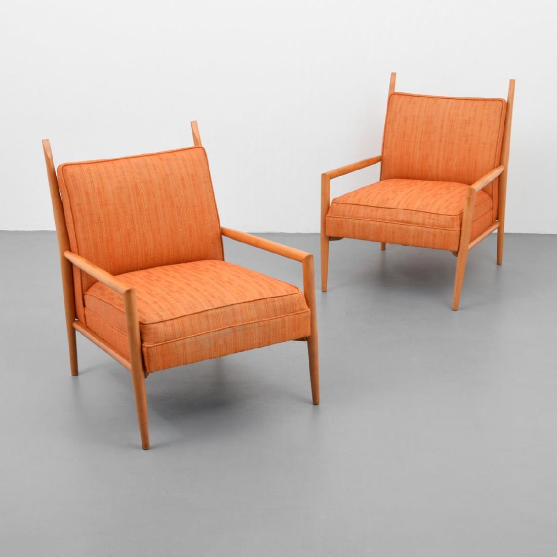 Pair of Paul McCobb Lounge Chairs: Designer/Artist; Manufacturer: Paul McCobb; Custom Craft, Inc. Markings: no marking(s) apparent Country of Origin & Materials: USA; maple, upholstery Additional Information: Chairs are model 3082, fro