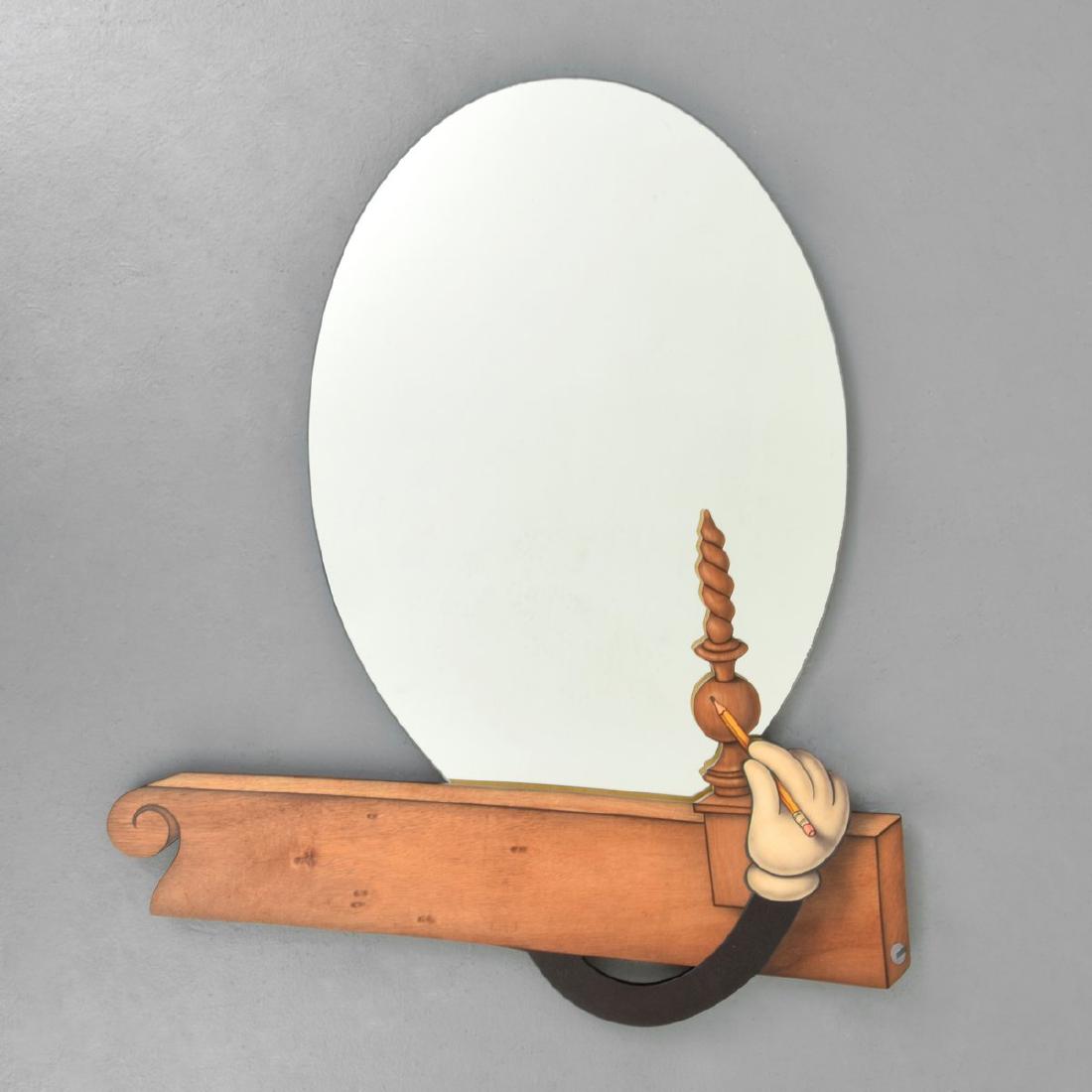 John Cederquist Mirror: Designer/Artist; Manufacturer: John Cederquist (b. 1946) Markings: no marking(s) apparent Country of Origin & Materials: American; wood, mirrored glass Additional Information: Provenance: Collection o