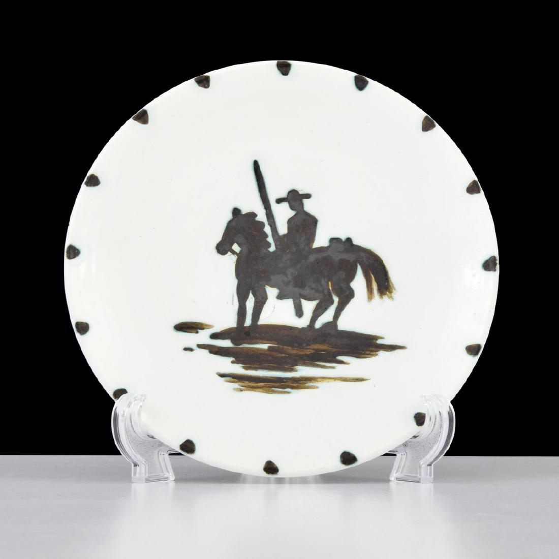 Pablo Picasso PICADOR Plate (A.R. 160): Designer/Artist; Manufacturer: Pablo Picasso (Spanish, 1881-1973); Madoura Markings: Madoura Plein Feu imprint, Edition Picasso marking, illegible imprint Country of Origin & Materials: France; glazed