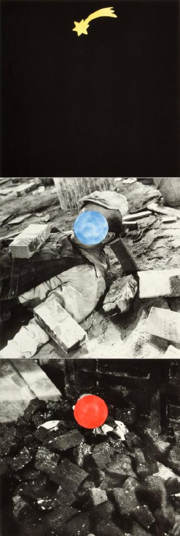 John Baldessari FALLING STAR Photogravure/Aquatint: Designer/Artist; Manufacturer: John Baldessari (b. 1931) Markings: signed, marking(s); ed. 42/45 Country of Origin & Materials: American; Satin 410G paper Additional Information: Gallery label to pack