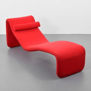 Olivier Mourgue DJINN RELAXER Chaise Lounge: Designer/Artist; Manufacturer: Olivier Mourgue; Airborne International Markings: no marking(s) apparent Country of Origin & Materials: France; upholstery, metal Additional Information: Chaise lounge i