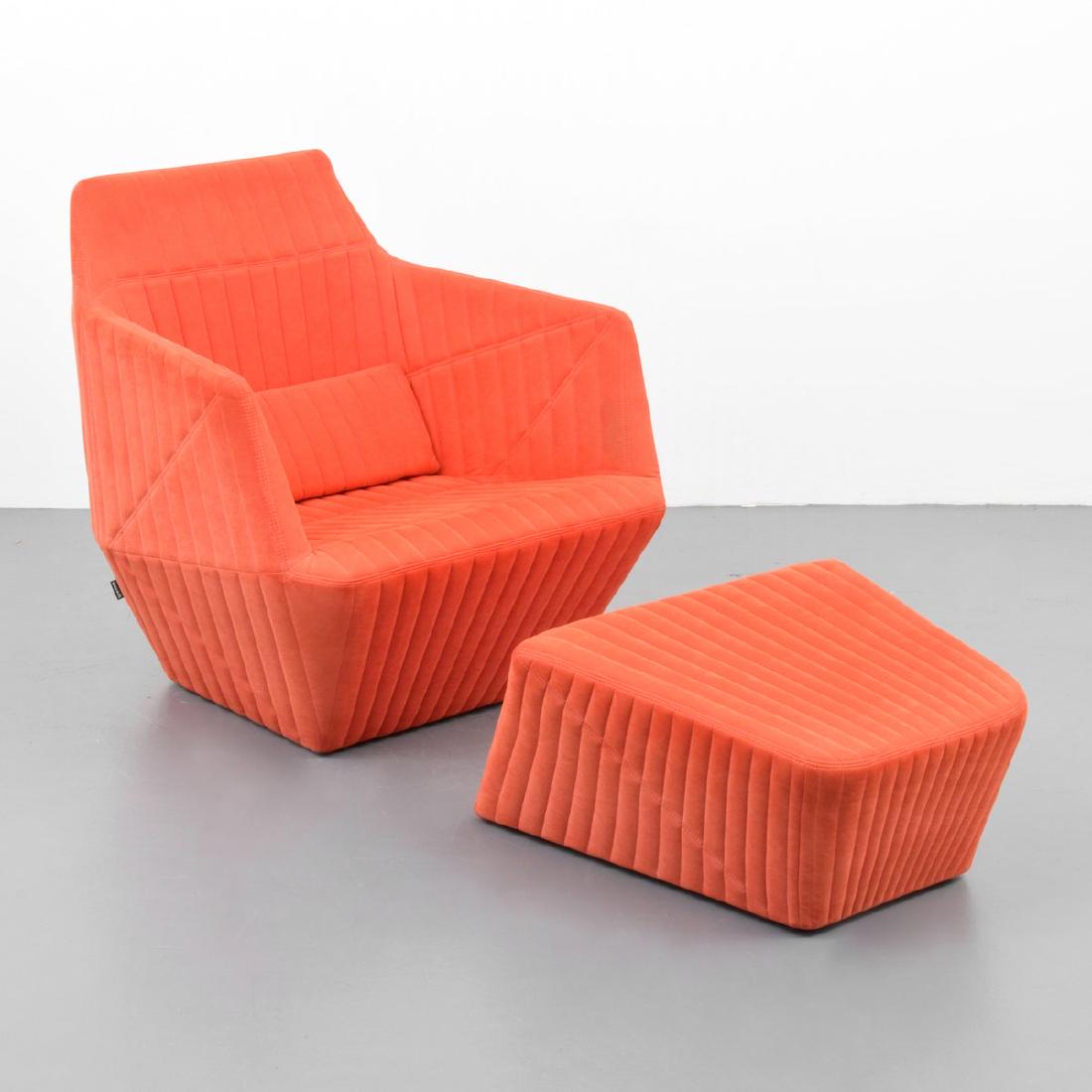 R. & E. Bouroullec FACETT Lounge Chair & Ottoman: Designer/Artist; Manufacturer: Ronan & Erwan Bouroullec; Ligne Roset Markings: Ligne Roset label Country of Origin & Materials: France; upholstery Additional Information: Provenance: Important Collect