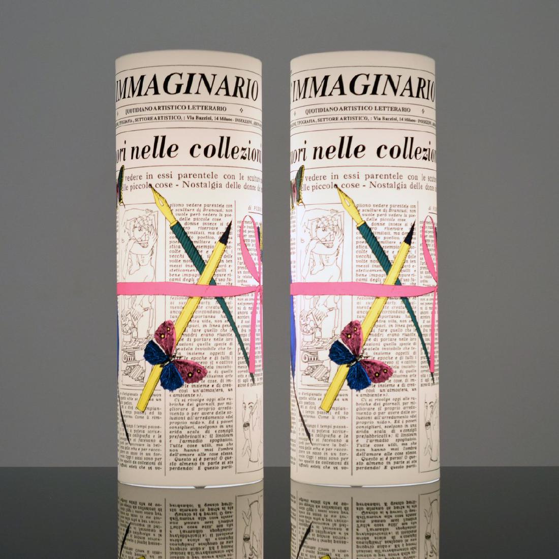 Pair of Barnaba Fornasetti Table Lamps: Designer/Artist; Manufacturer: Barnaba Fornasetti; Antonangeli Illuminazione Markings: Fornasetti imprint, Antonangeli Illuminazione imprint, made in Italy, marking(s) Country of Origin & Materials: I