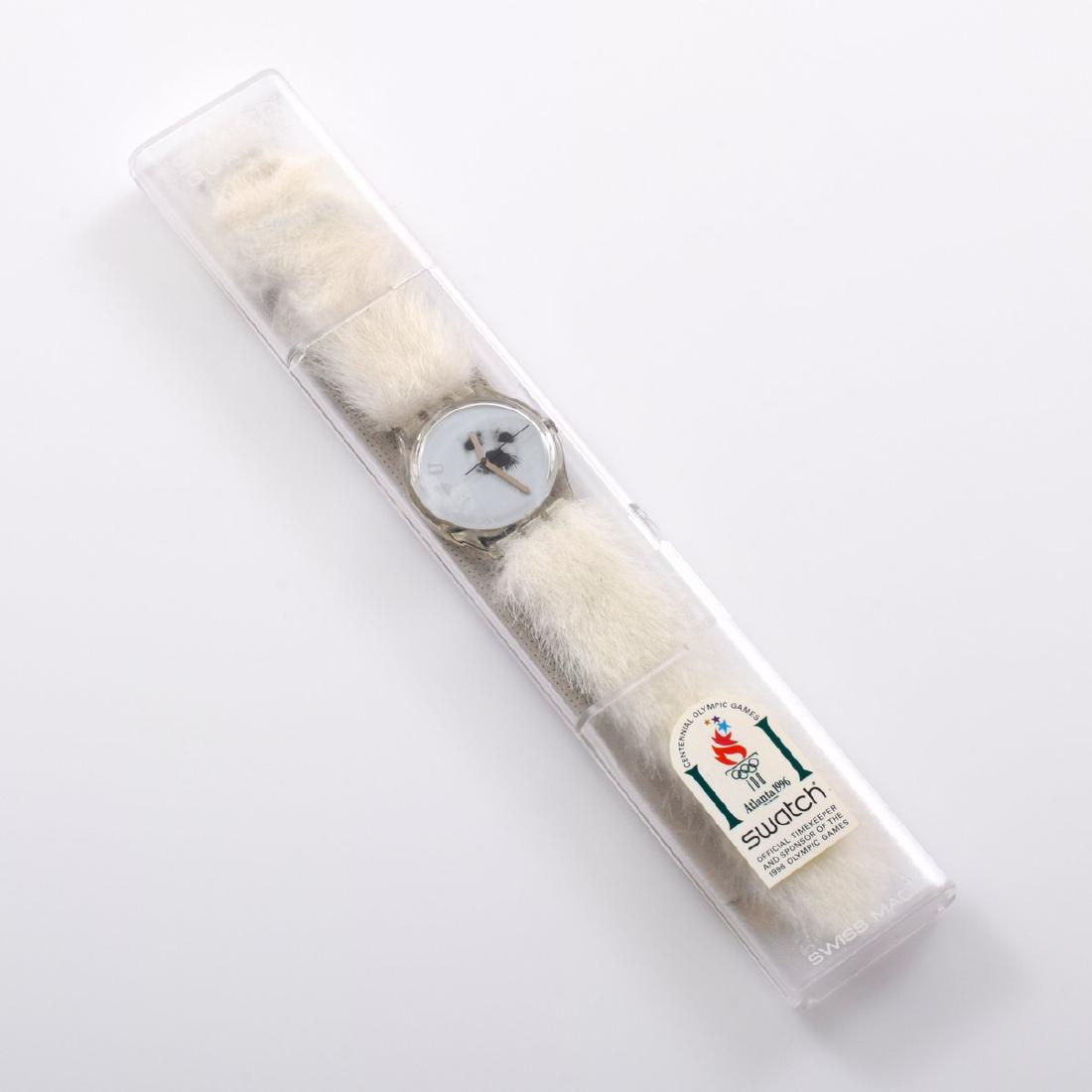 Swatch FROZEN TEARS Quartz Watch, Seal Motif: Designer/Artist; Manufacturer: Swatch Markings: Swatch imprints, marking(s) Country of Origin & Materials: Switzerland, France (band); leather, faux fur, plastic Additional Information: Watch is from 