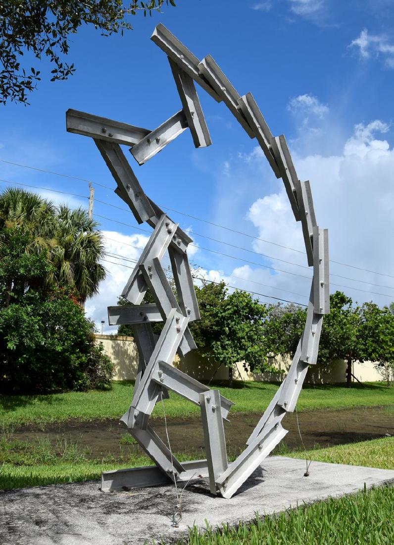 Monumental Larry Mohr Outdoor Sculpture, 97"h: Designer/Artist; Manufacturer: Larry Mohr (1921-2013) Markings: no marking(s) apparent Country of Origin & Materials: American; metal Additional Information: Larry Mohr was an accomplished sculptor wh