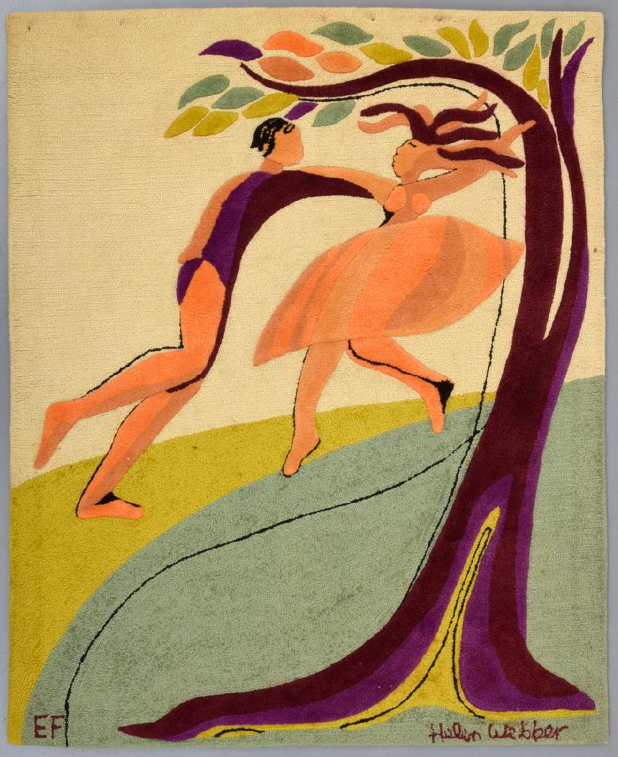 Helen Webber DANCERS Rug for Edward Fields: Designer/Artist; Manufacturer: Helen Webber for Edward Fields Markings: Edward Fields label and stamp Country of Origin & Materials: USA; wool Additional Information: This lot is from the personal col